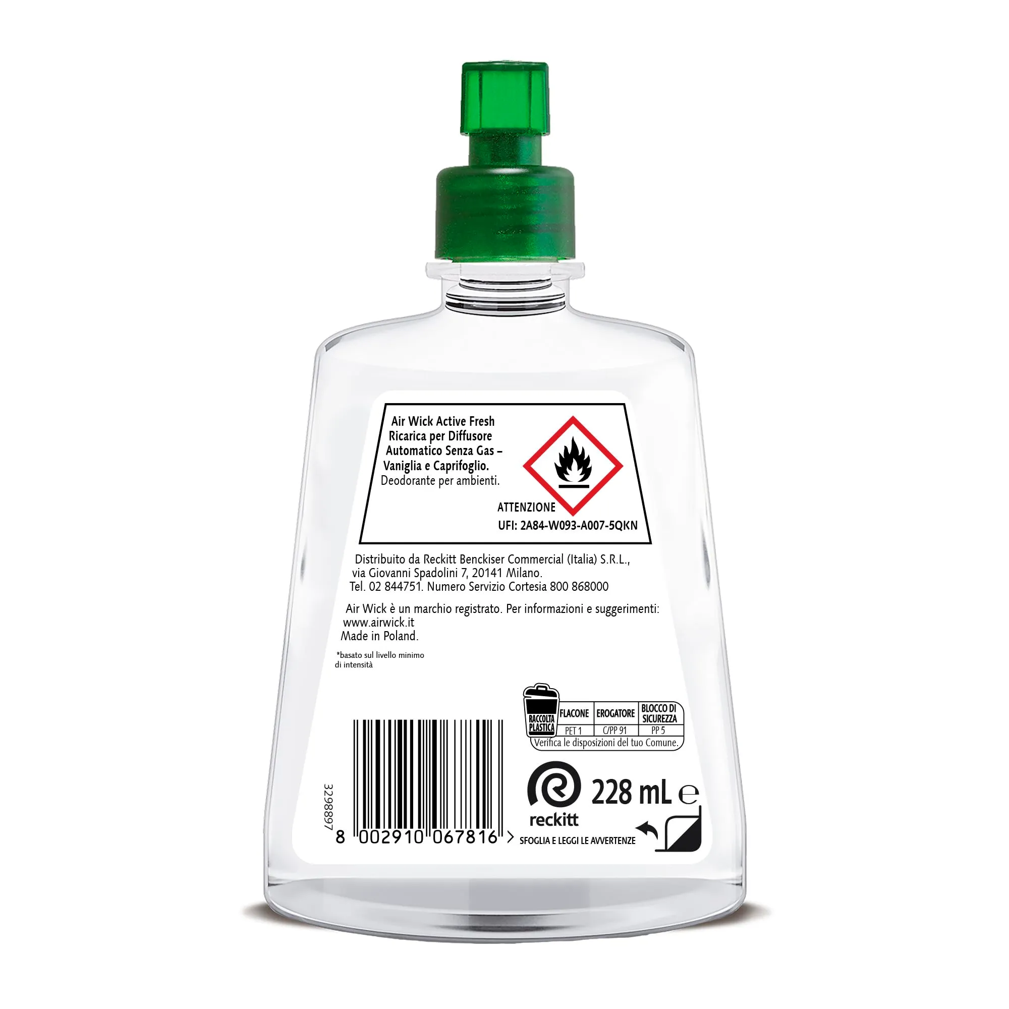 Airwick Active Fresh Ricarica per Diffusore Spray Automatico senza Gas, Vaniglia e Burro di Karitè, 228 ml - immagine 3