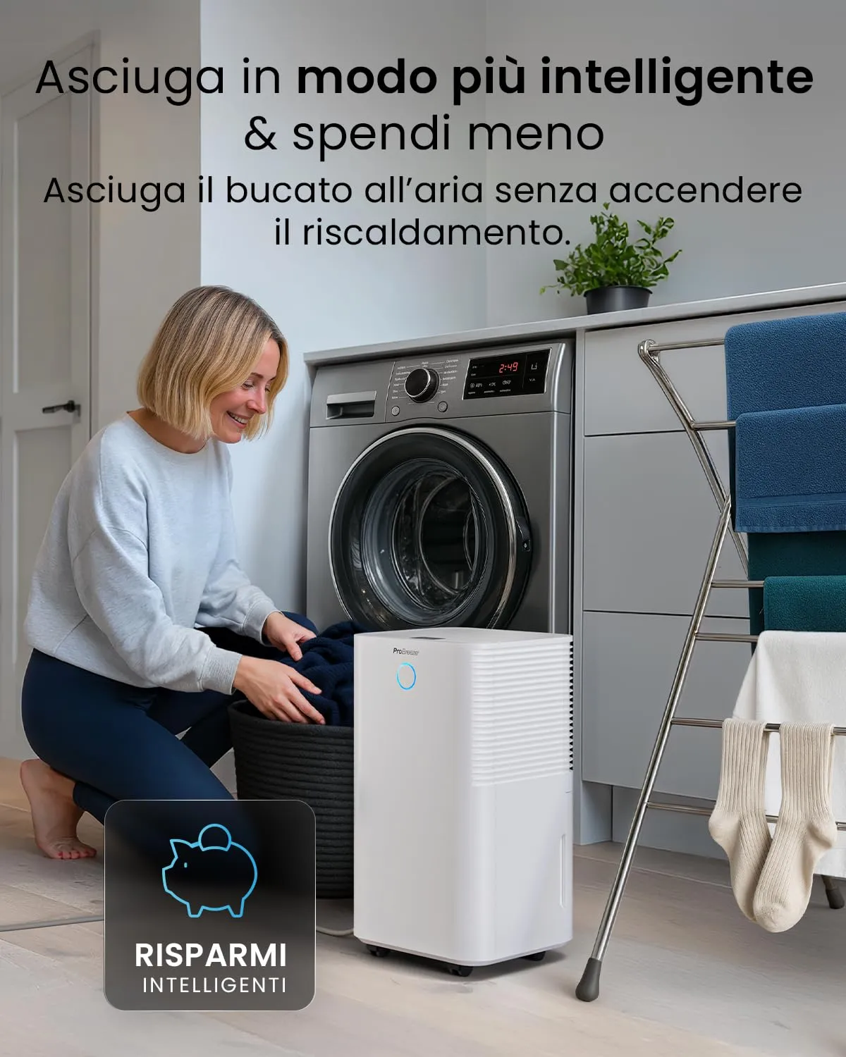 Pro Breeze OmniDry Deumidificatore 12L/Giorno con Sensore Umidità Automatico, Display LED, Timer 24h e Smart App - immagine 8