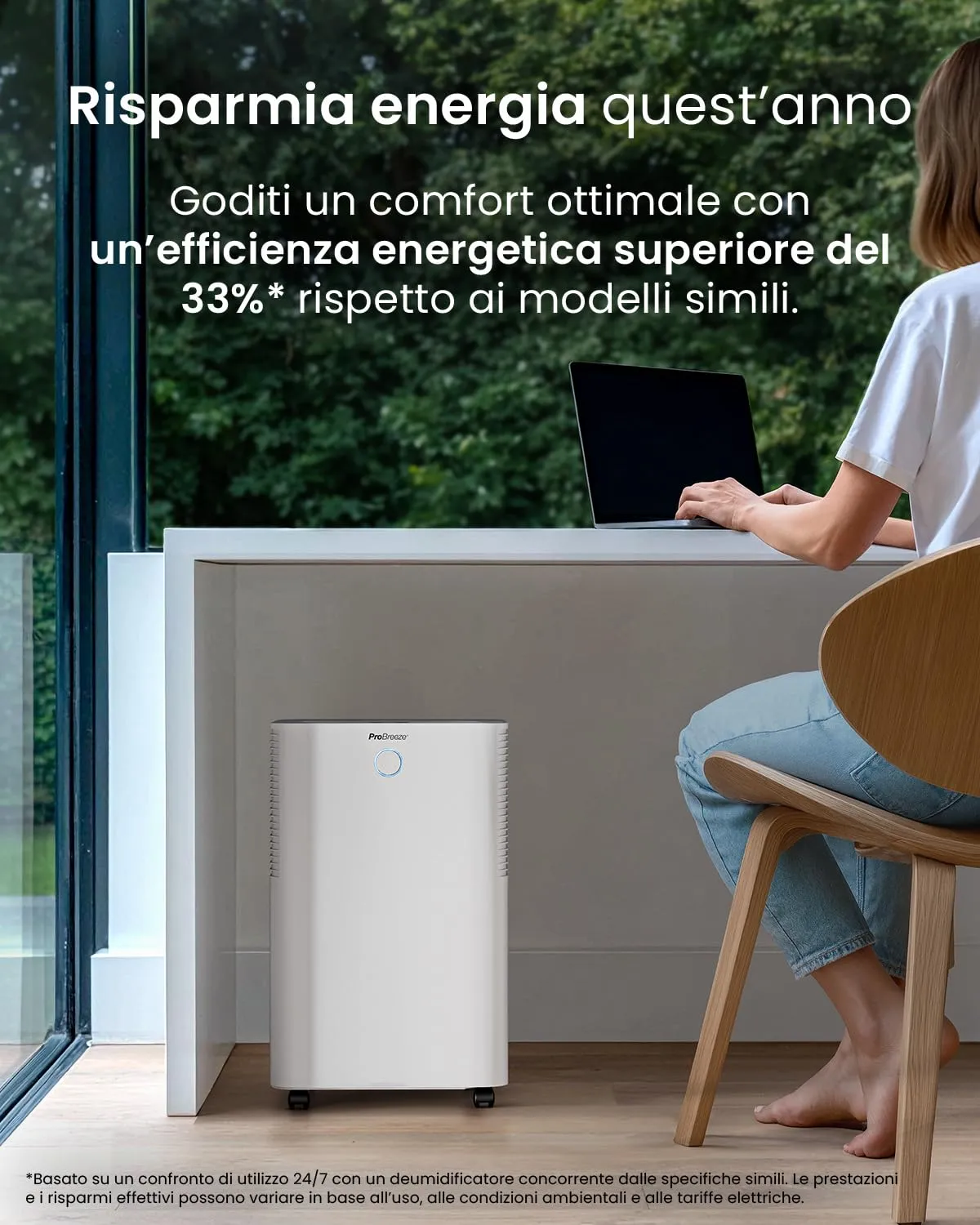 Pro Breeze OmniDry Deumidificatore 20L/Giorno, Serbatoio 4L, WiFi, Asciugatura Vestiti, Timer 24H, 30 m² - immagine 4
