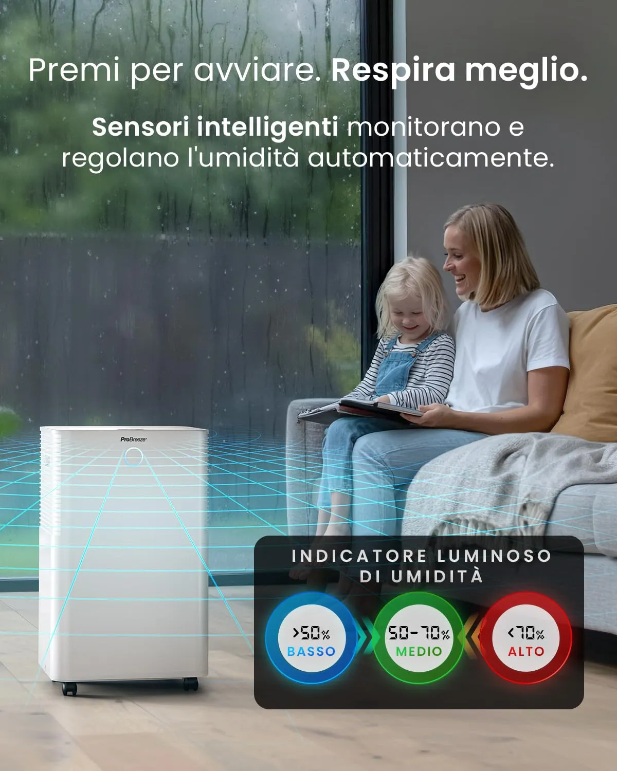 Pro Breeze OmniDry Deumidificatore 20L/Giorno, Serbatoio 4L, WiFi, Asciugatura Vestiti, Timer 24H, 30 m² - immagine 8