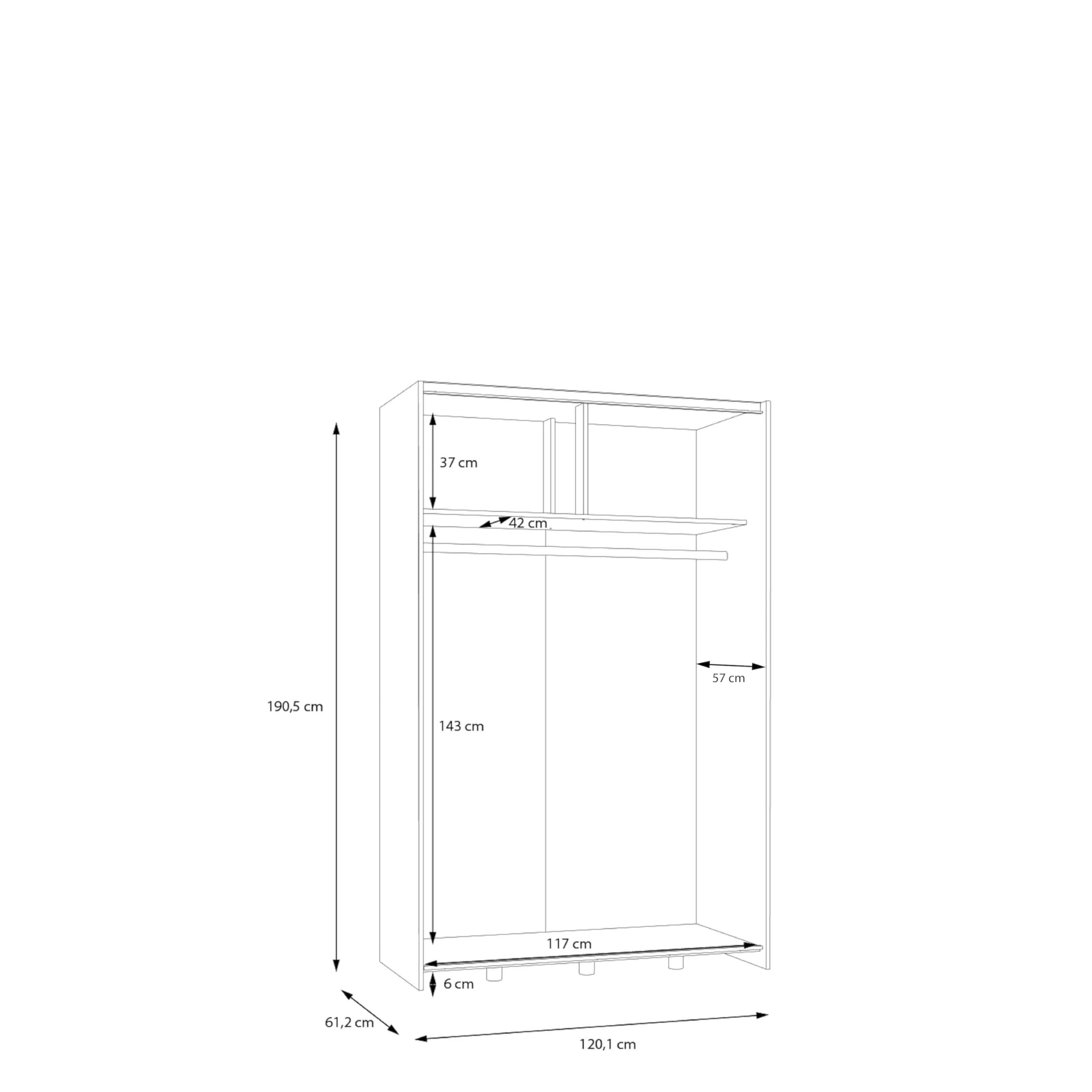 Avanti Trendstore Freddi Armadio con ante scorrevoli in legno truciolare, 120x191x61 cm - immagine 7