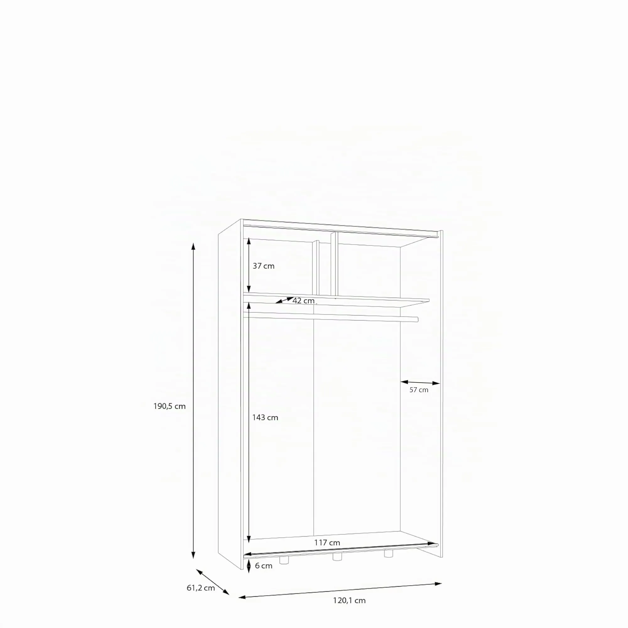 Avanti Trendstore Freddy Armadio con ante scorrevoli in legno truciolare, 120x191x61 cm - immagine 7
