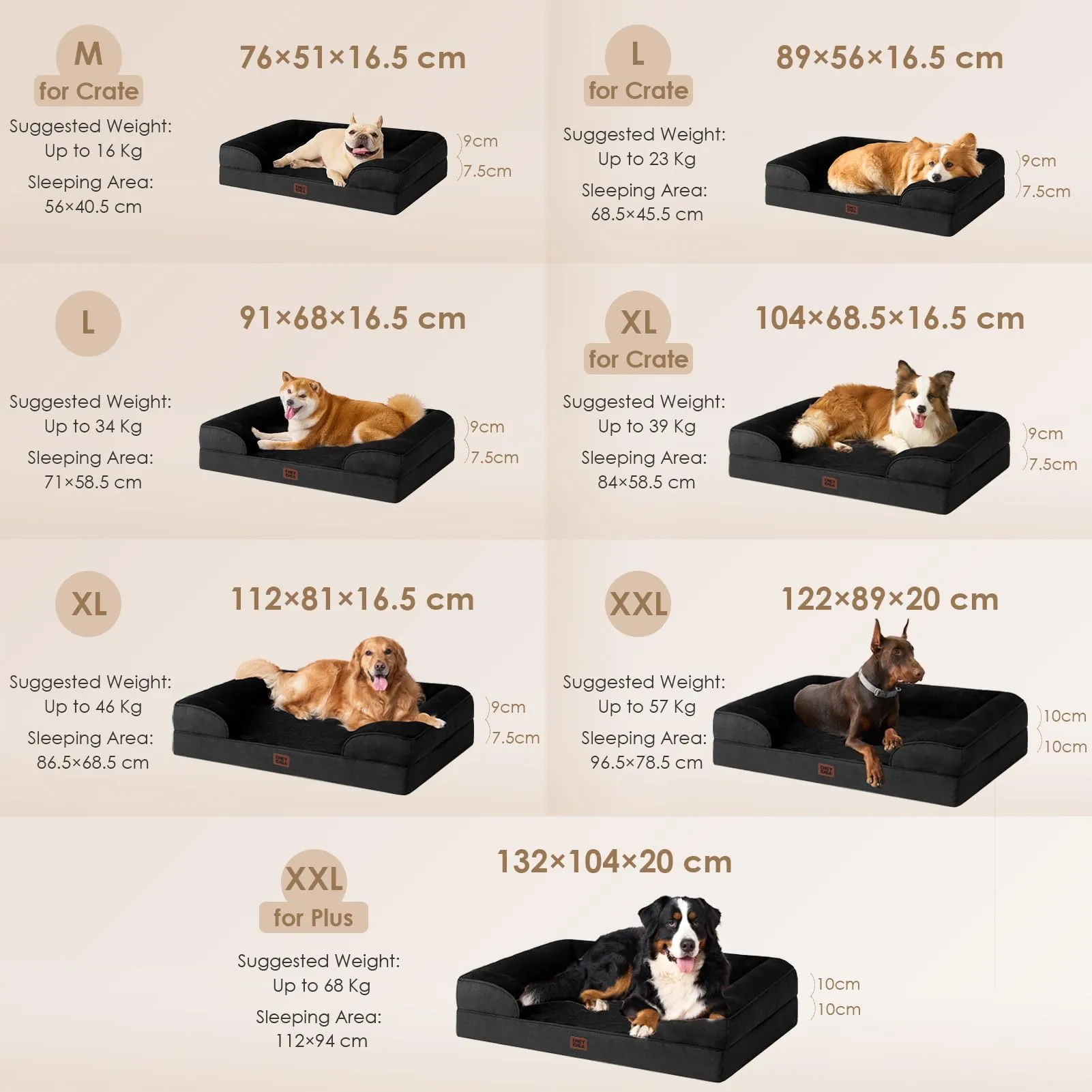 EHEYCIGA Cuccia Cane Interno Taglia Grande, 112x81x16cm, Nero - immagine 5