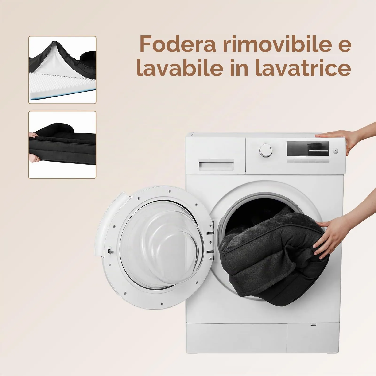 EHEYCIGA Cuccia Cane Interno Taglia Grande, 104x68x16cm, Nero - immagine 6
