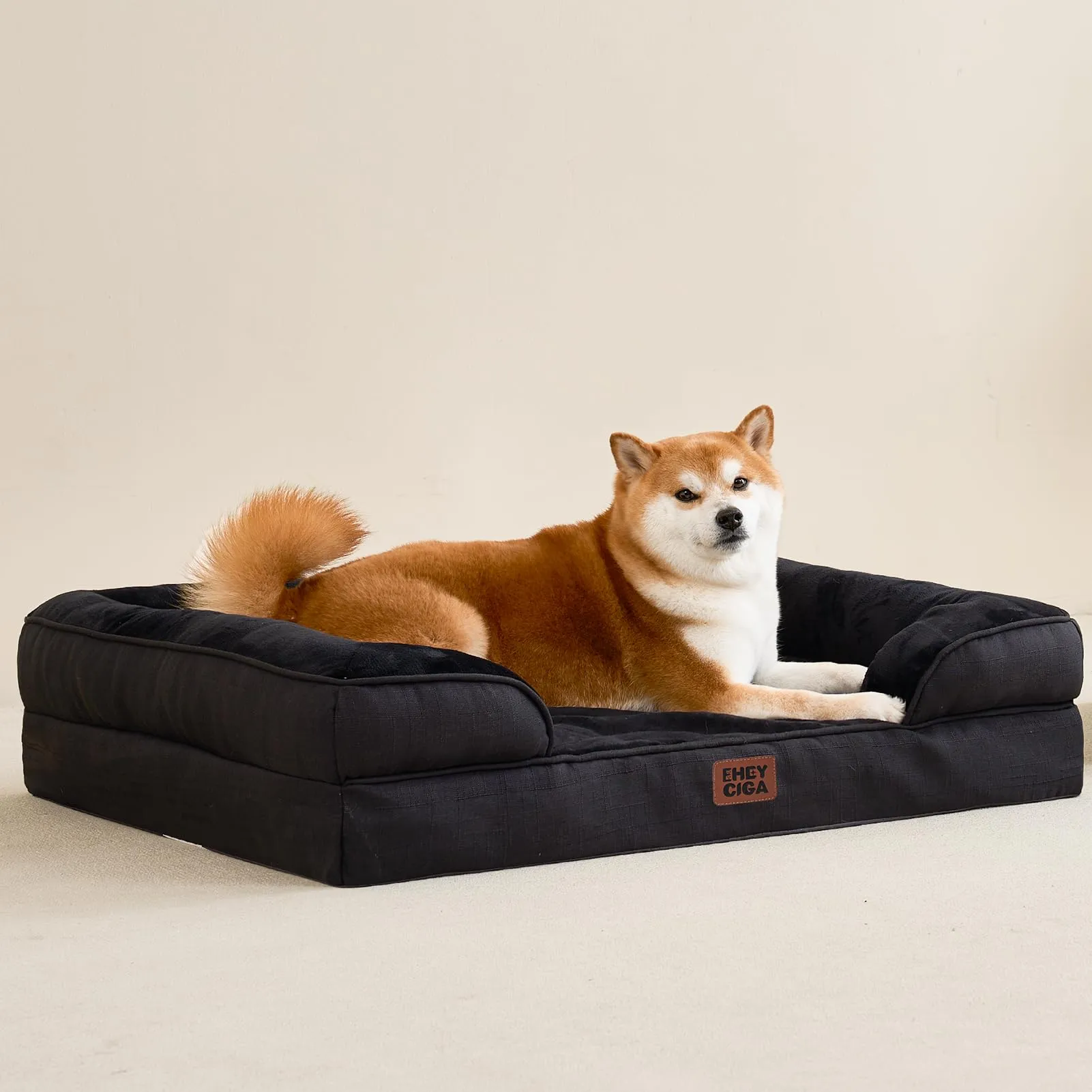 EHEYCIGA Cuccia Cane Interno Taglia Grande, 104x68x16cm, Nero - immagine 9