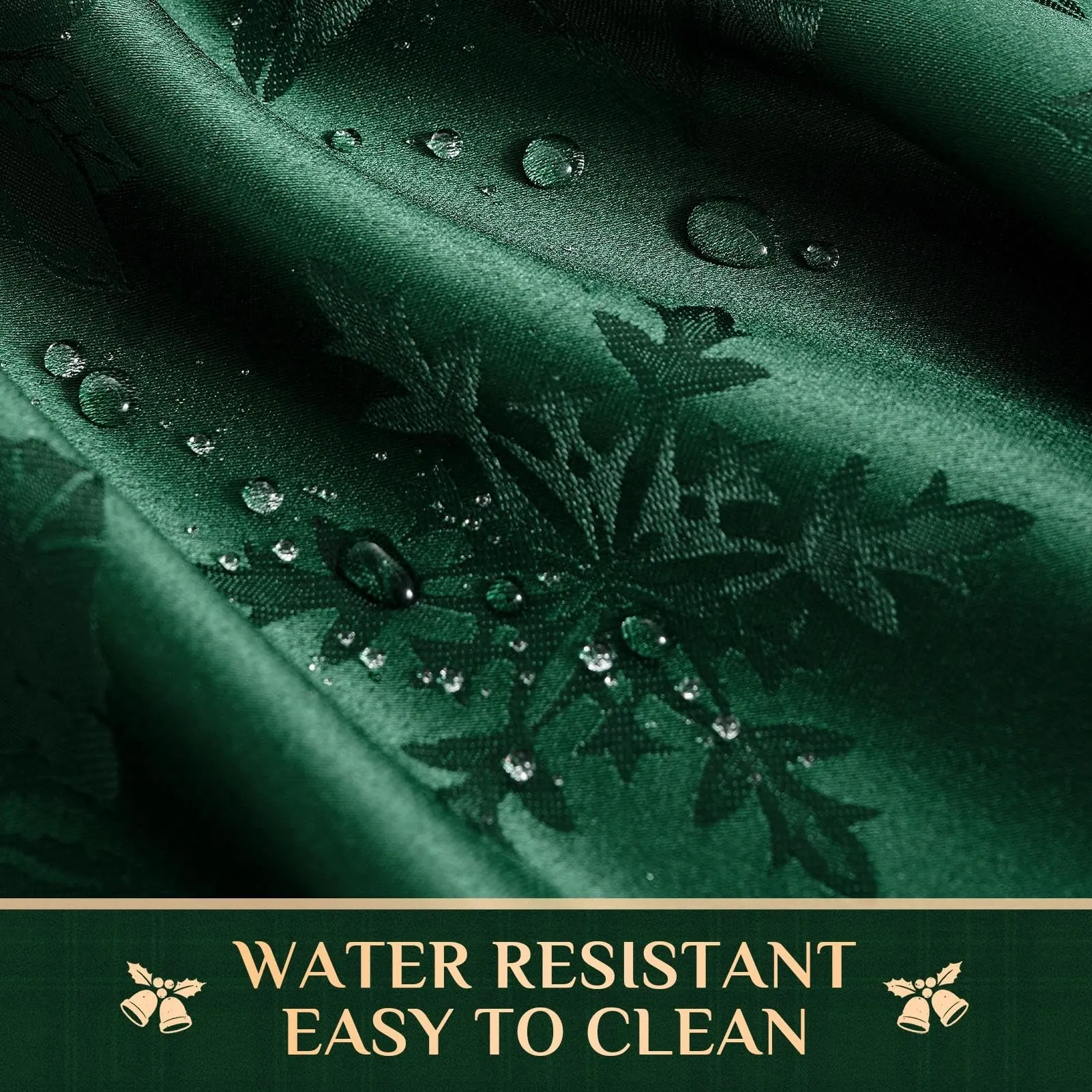 Softalker Tovaglia Rettangolare Natalizia in Tessuto Jacquard e Damascato, Poliestere Impermeabile, 152,4 x 304,8 cm, Verde - immagine 5