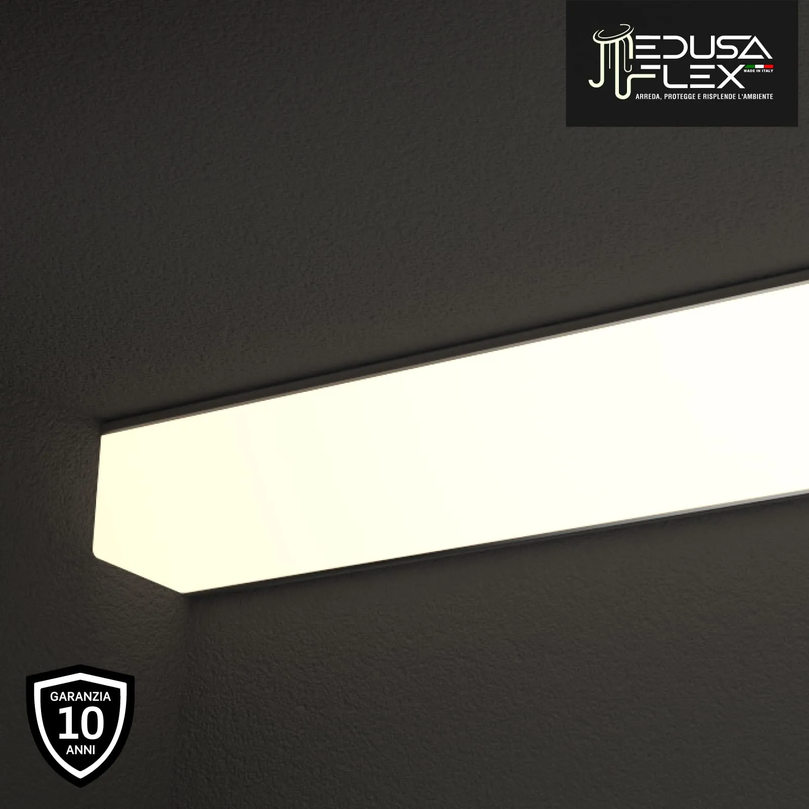 Eurocali Cover Angolare Profilo alluminio per Strisce LED Medusaflex mod. Cubo, 2 Metri, Nera, Pacco da 2 - immagine 4