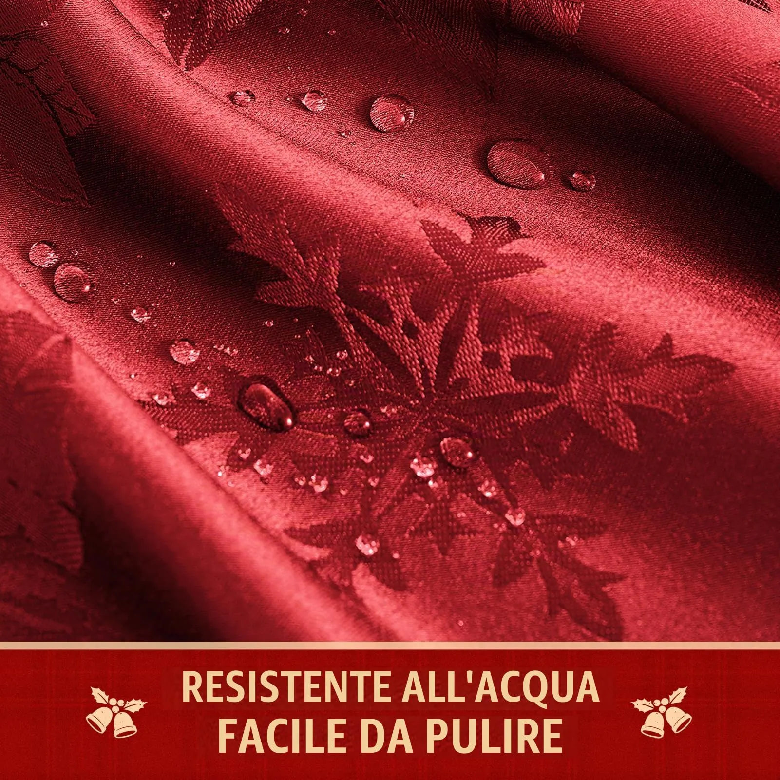Softalker Tovaglioli Natalizi in Jacquard con Stella di Natale, Poliestere Antimacchia, 51 x 51 cm, Set da 4 - immagine 4