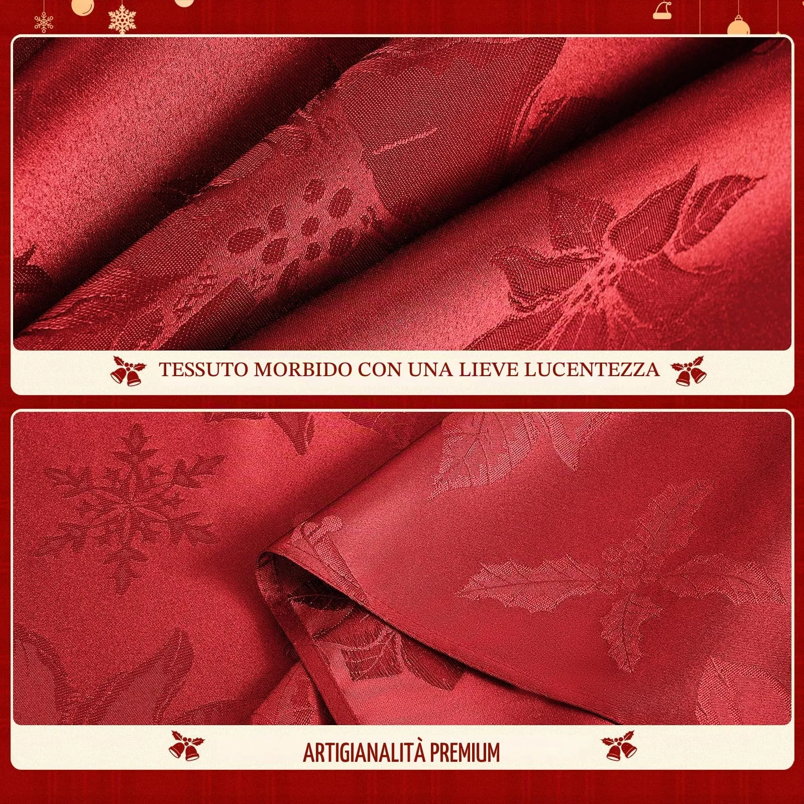 Softalker Tovaglioli Natalizi in Jacquard con Stella di Natale, Poliestere Antimacchia, 51 x 51 cm, Set da 4 - immagine 5