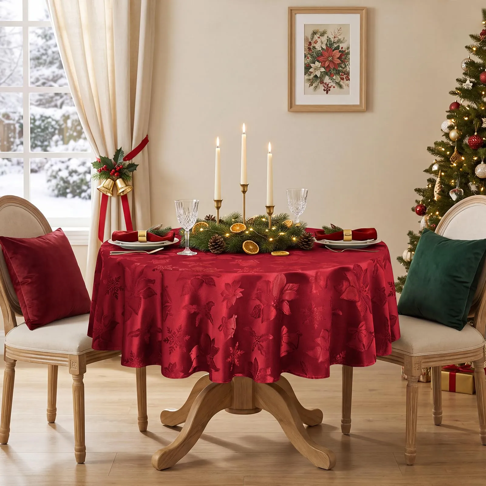 Softalker Tovaglioli Natalizi in Jacquard con Stella di Natale, Poliestere Antimacchia, 51 x 51 cm, Set da 4 - immagine 6