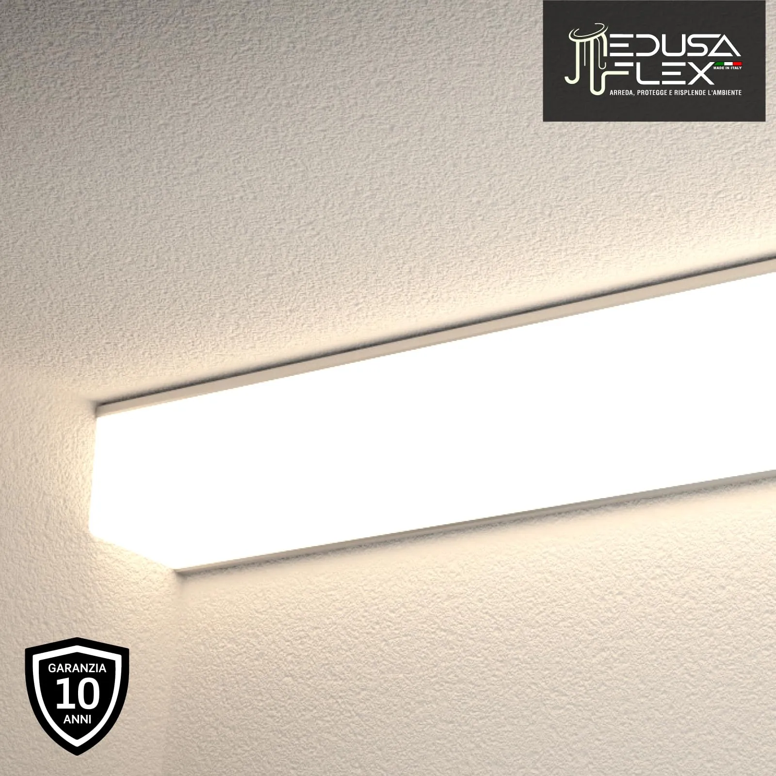 Eurocali Cover Angolare Profilo alluminio per Strisce LED MEDUSAFLEX mod. Cubo, 2 Metri, Satinata, Policarbonato stabilizzato UV UL94HB - immagine 4