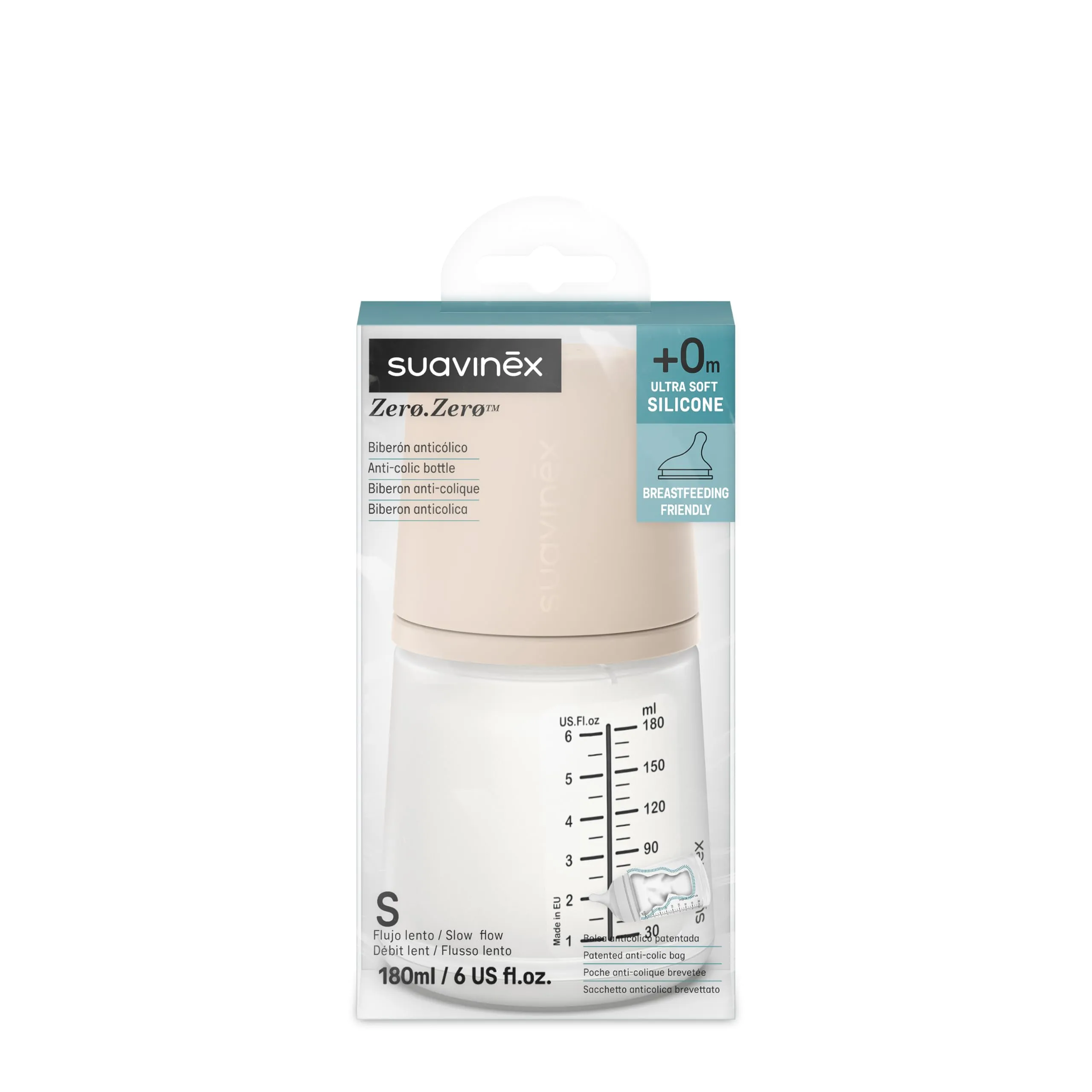 Suavinex Biberon Anti-Coliche Zero Zero, Light, 180 ml (S) - immagine 2