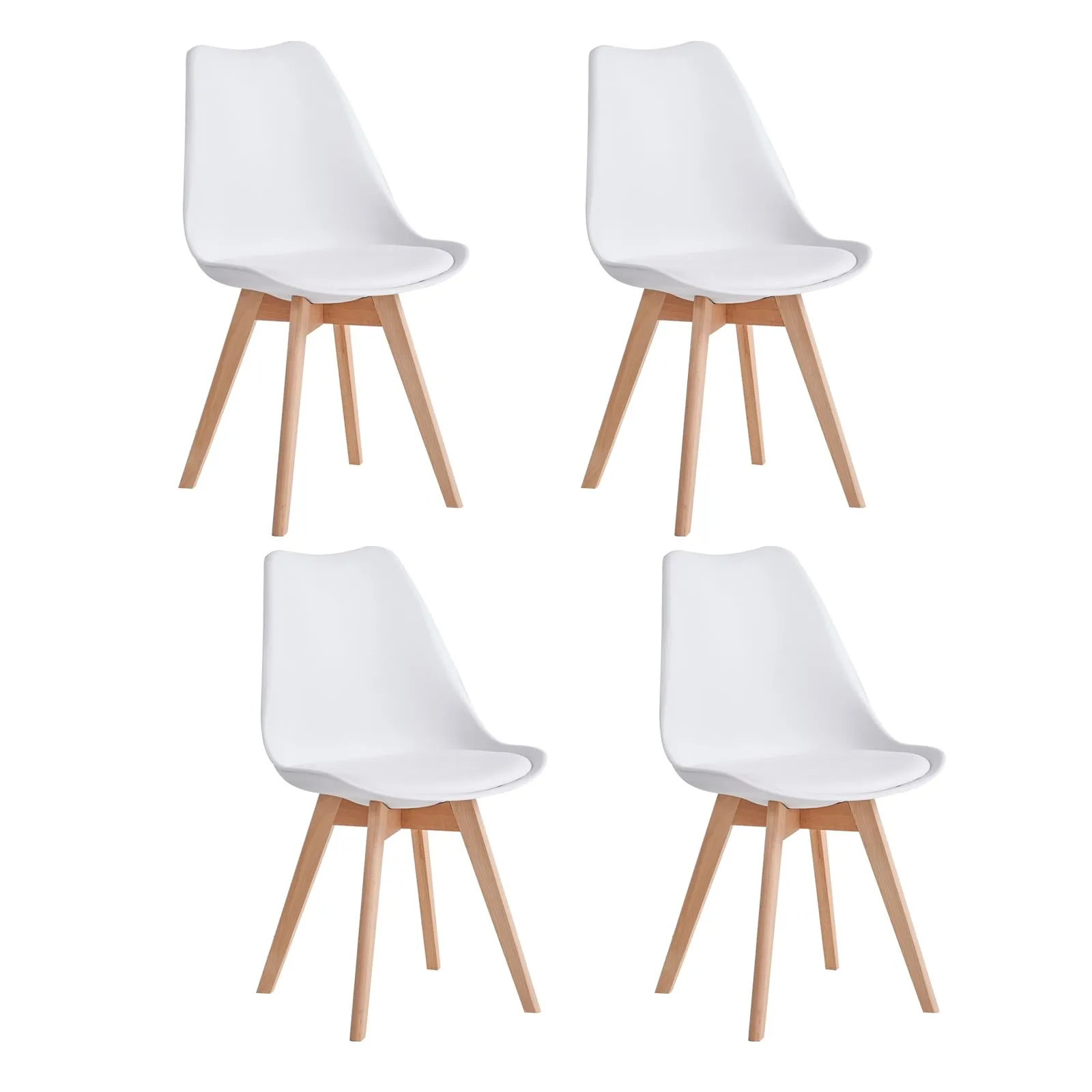 JZGORC Set di 4 Sedie da Pranzo e Cucina in Stile Nordico con Gambe in Faggio Massello - Bianco - immagine 1