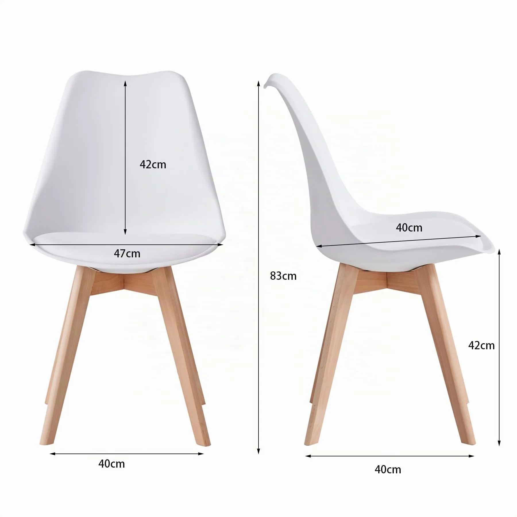 JZGORC Set di 4 Sedie da Pranzo e Cucina in Stile Nordico con Gambe in Faggio Massello - Bianco - immagine 5