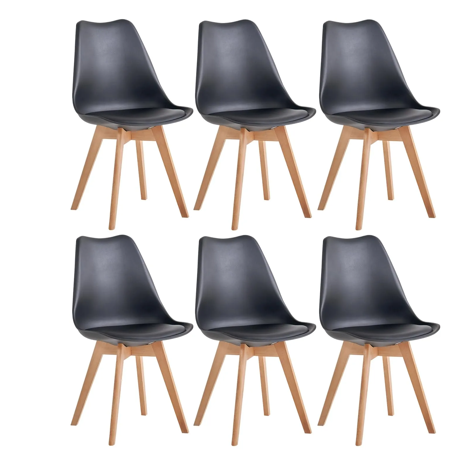 JZGORC Set di 6 Sedie da Sala da Pranzo e Cucina in Faggio Massello - Nero - immagine 1