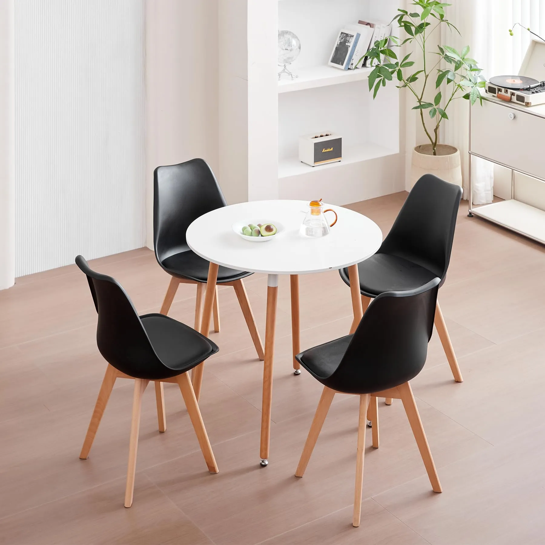 JZGORC Set di 6 Sedie da Sala da Pranzo e Cucina in Faggio Massello - Nero - immagine 6