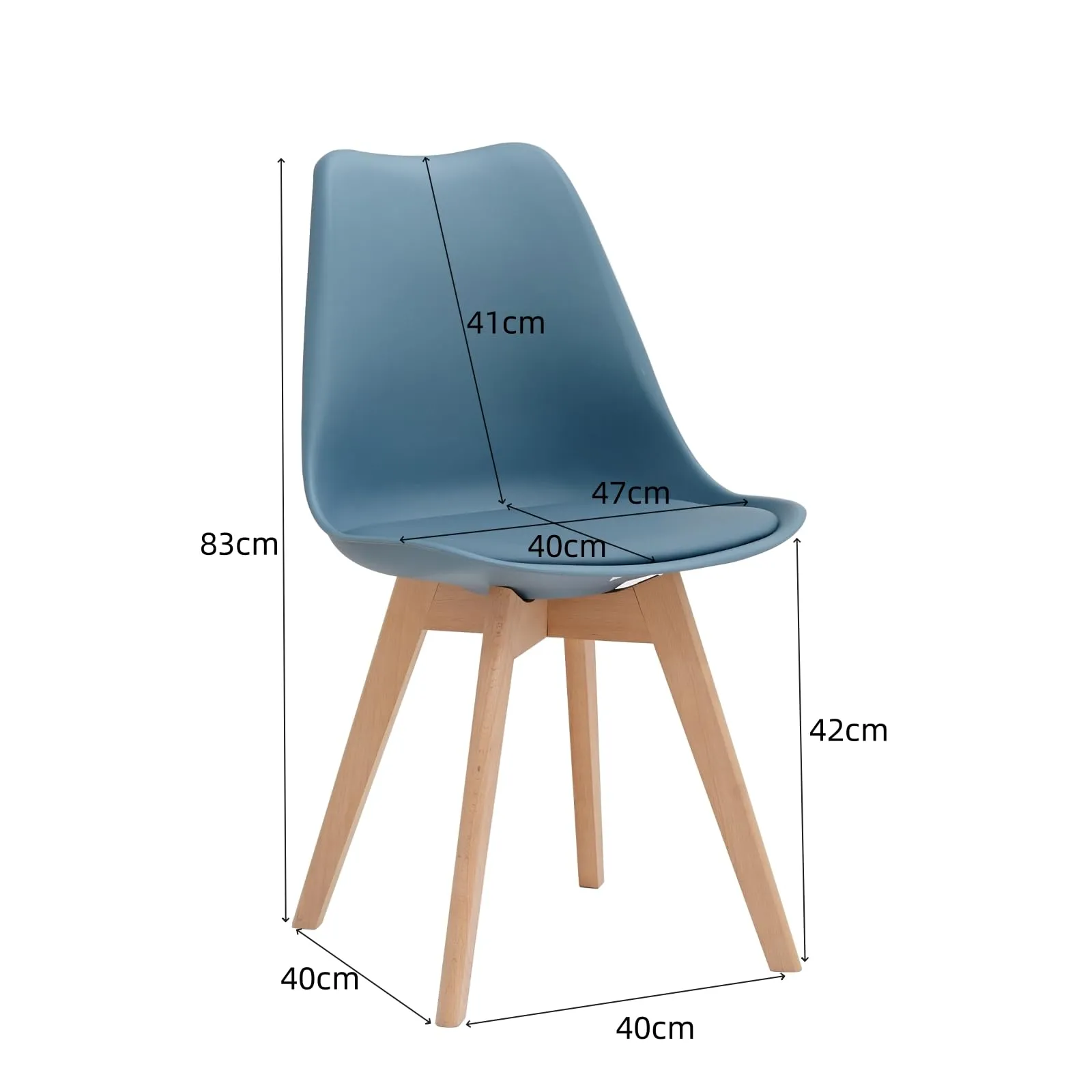 JZGORC Set di 6 Sedie da Sala da Pranzo in Stile Nordico con Gambe in Faggio Massello, Blu Scuro - immagine 5