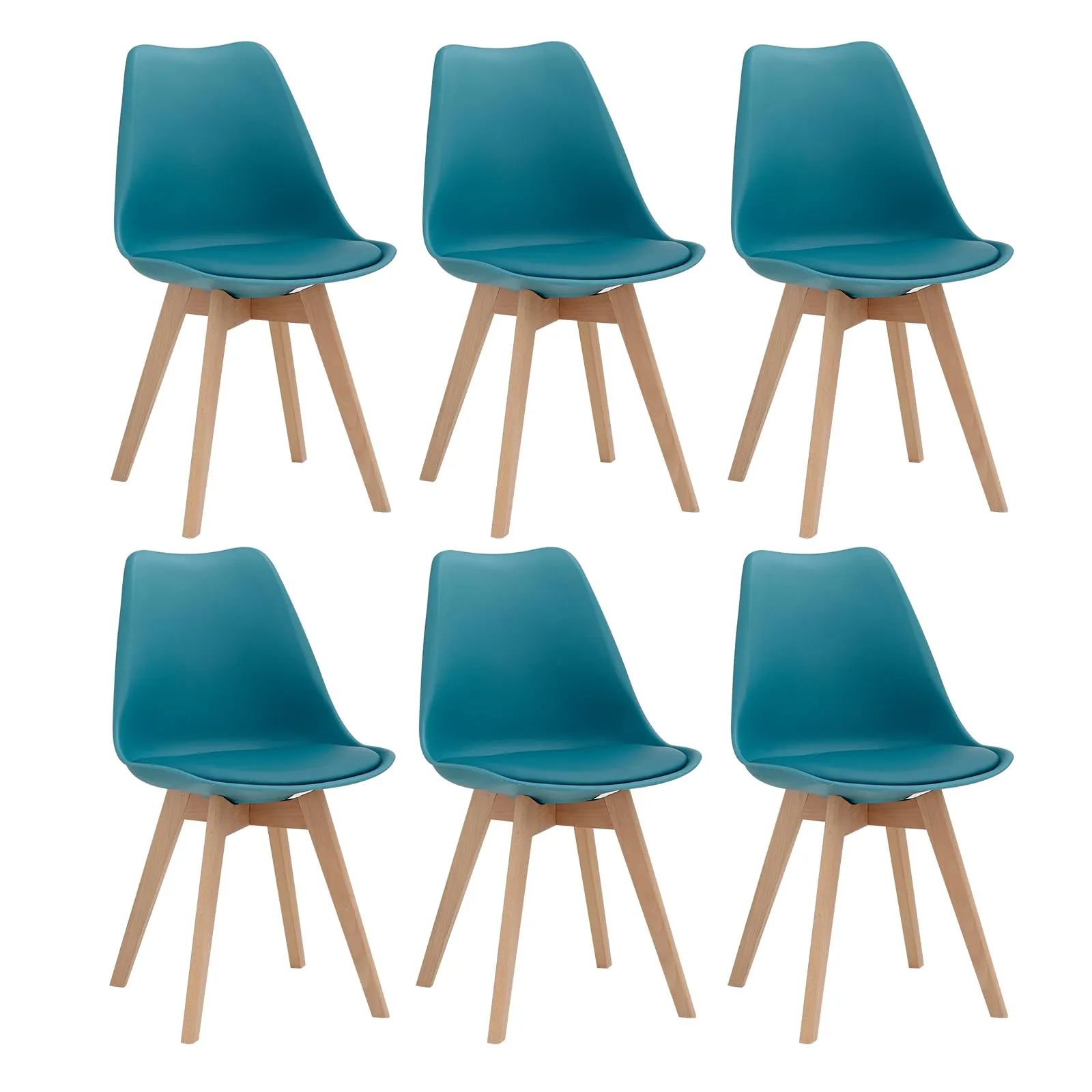 JZGORC Set di 6 Sedie da Sala da Pranzo in Faggio Massello, Verde Scuro - immagine 1