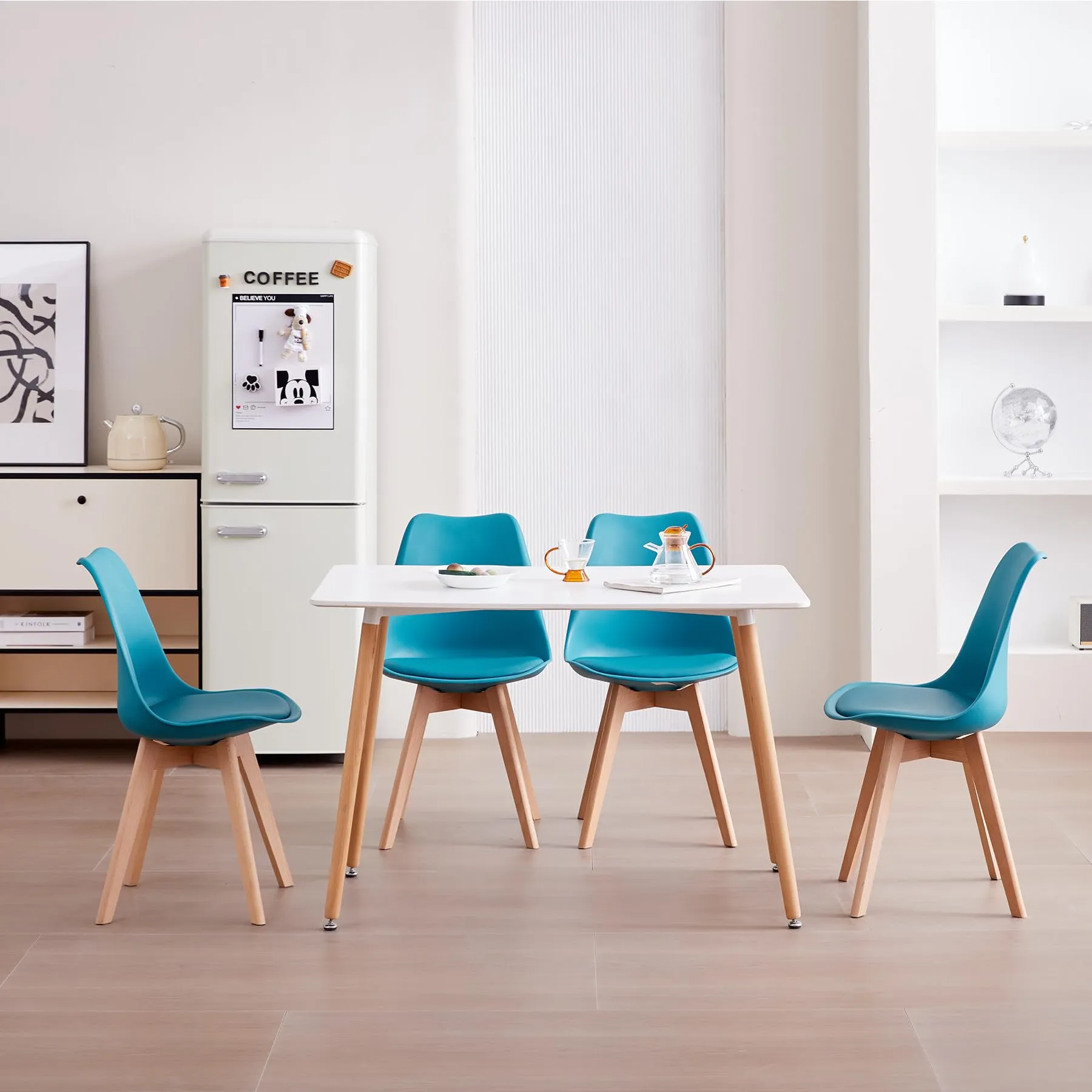 JZGORC Set di 6 Sedie da Sala da Pranzo in Faggio Massello, Verde Scuro - immagine 2
