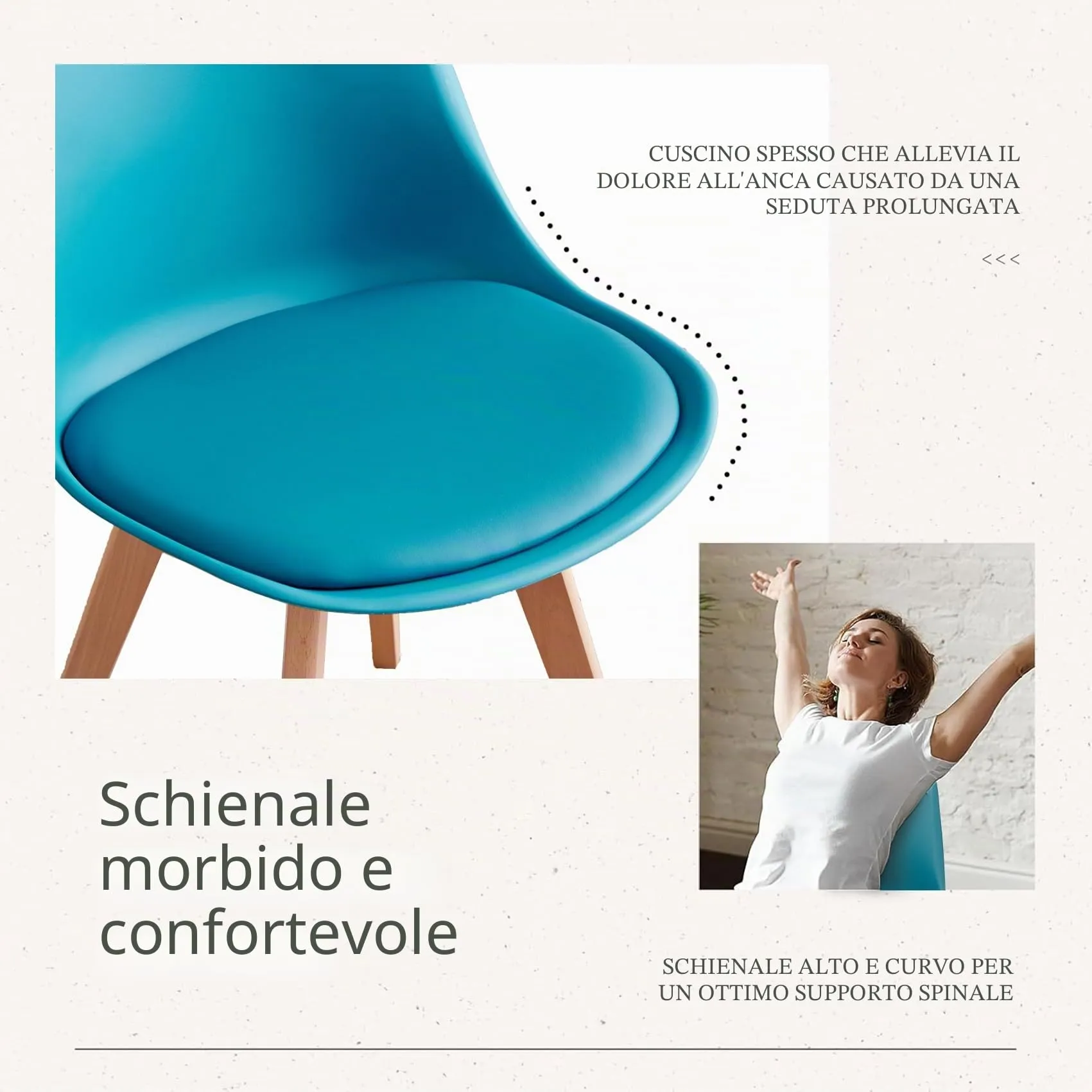 JZGORC Set di 6 Sedie da Sala da Pranzo in Faggio Massello, Verde Scuro - immagine 4