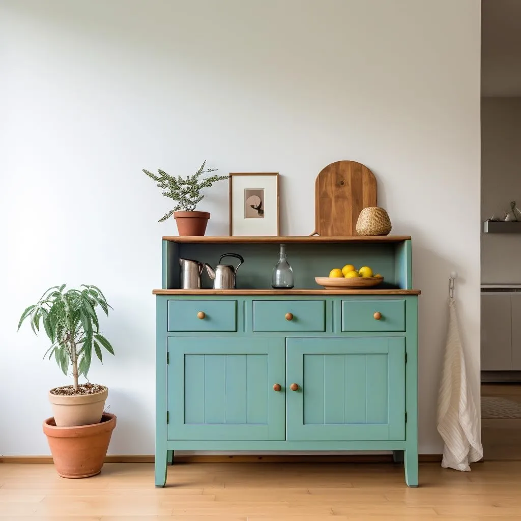 PECTRO Chalk Paint 750 ml con Pennello, Vernice per Mobili (Verde Bluastro) - immagine 3