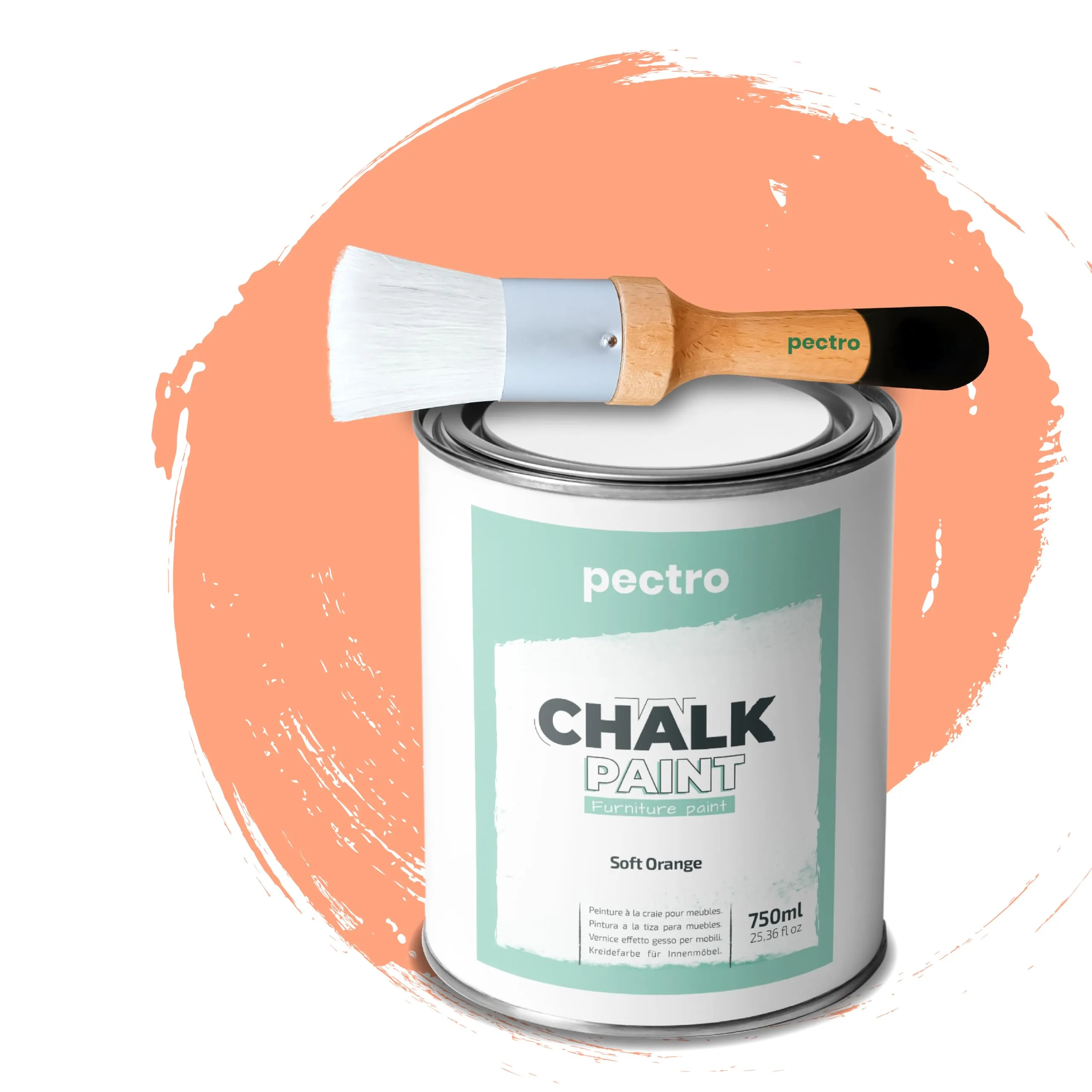 PECTRO Chalk Paint 750ml con Pennello per Mobili - Arancia Morbida - immagine 1