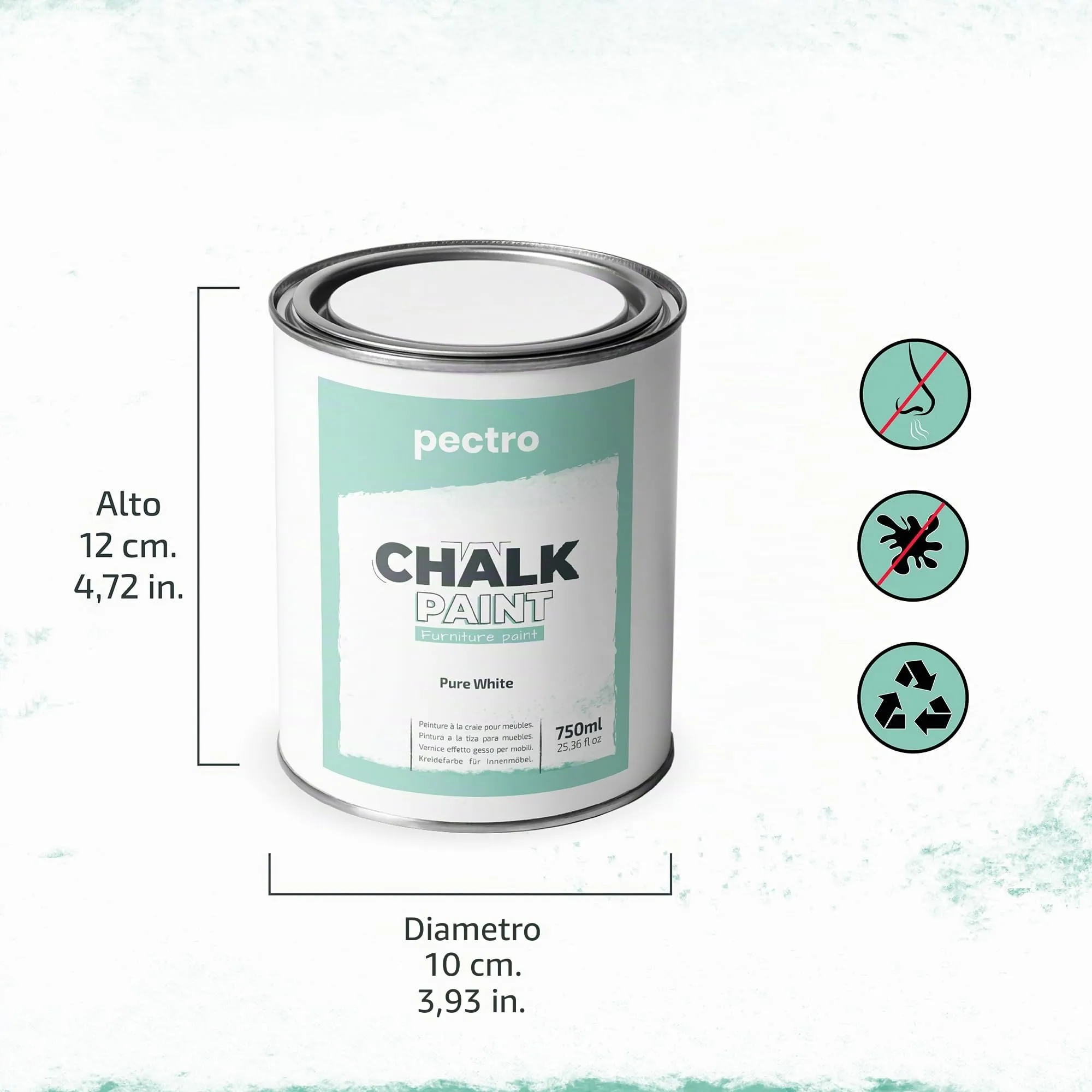 PECTRO Chalk Paint, Vernice per Mobili con Pennello, Extra Bianco, 750 ml - immagine 7
