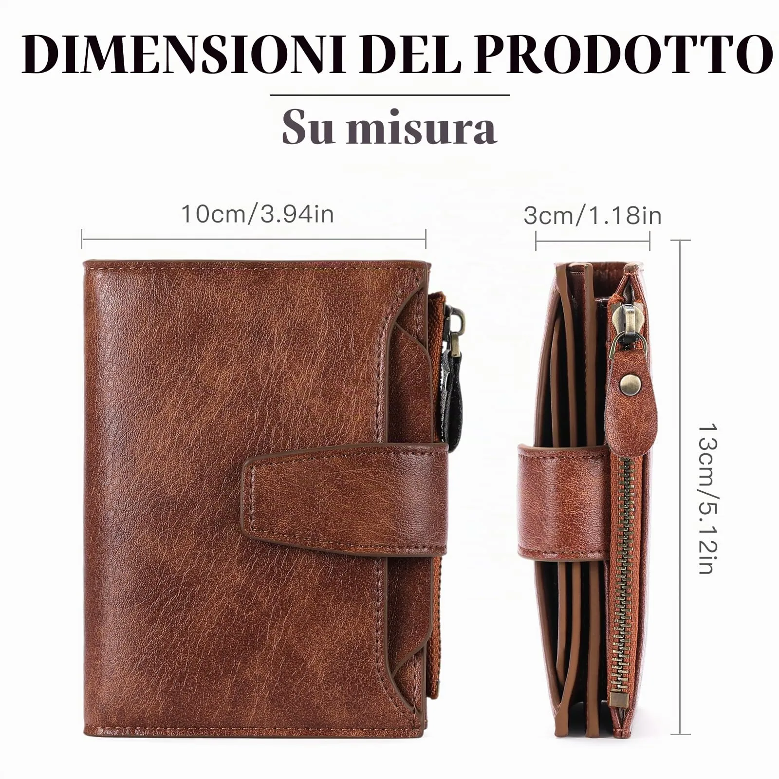 SENDEFN Portafoglio Donna in Pelle Vera con RFID, 14 Slot Carte e Portamonete con Cerniera - immagine 5