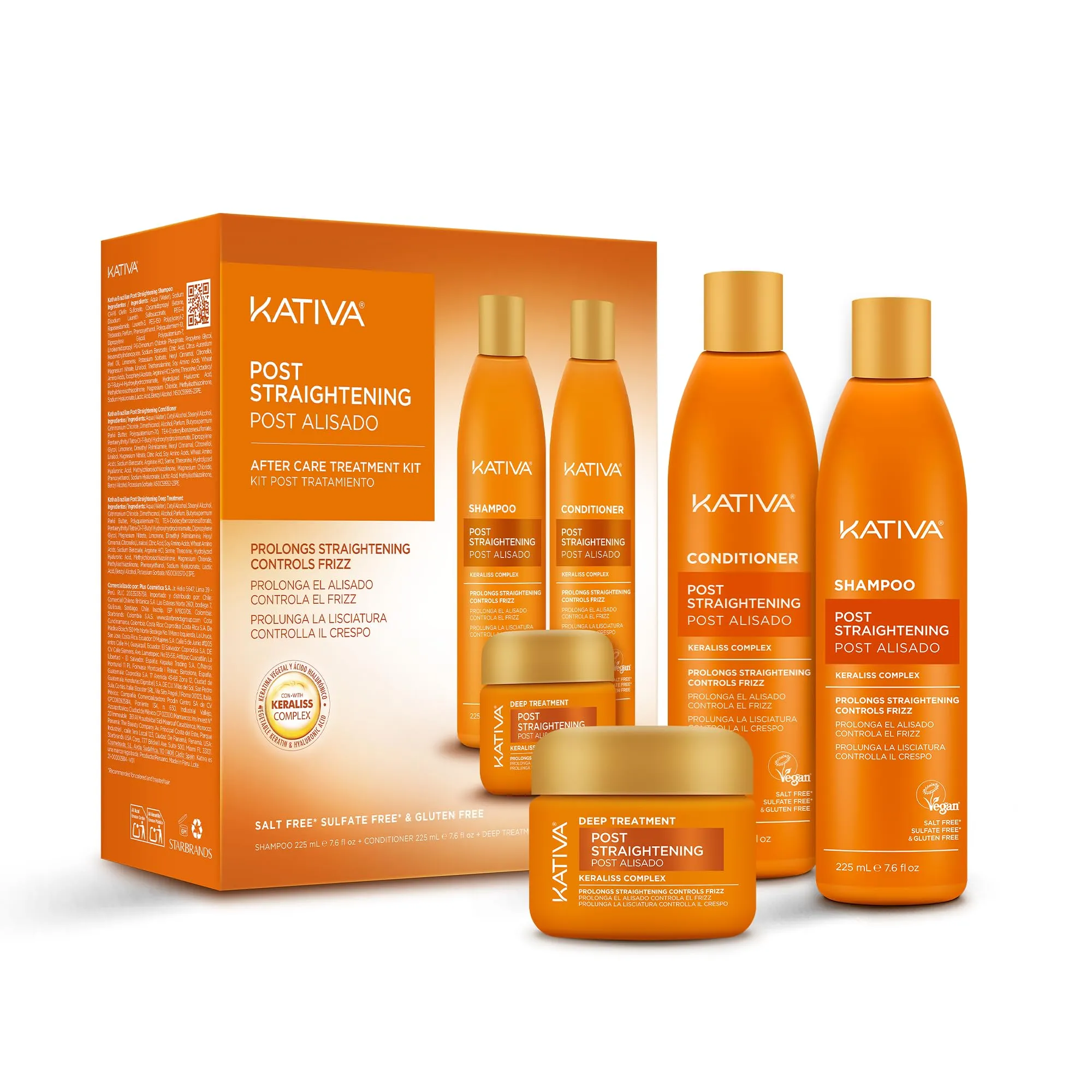 Kativa Trattamento Lisciante Brasiliano, Set 3 Pezzi, 225 ml - immagine 1