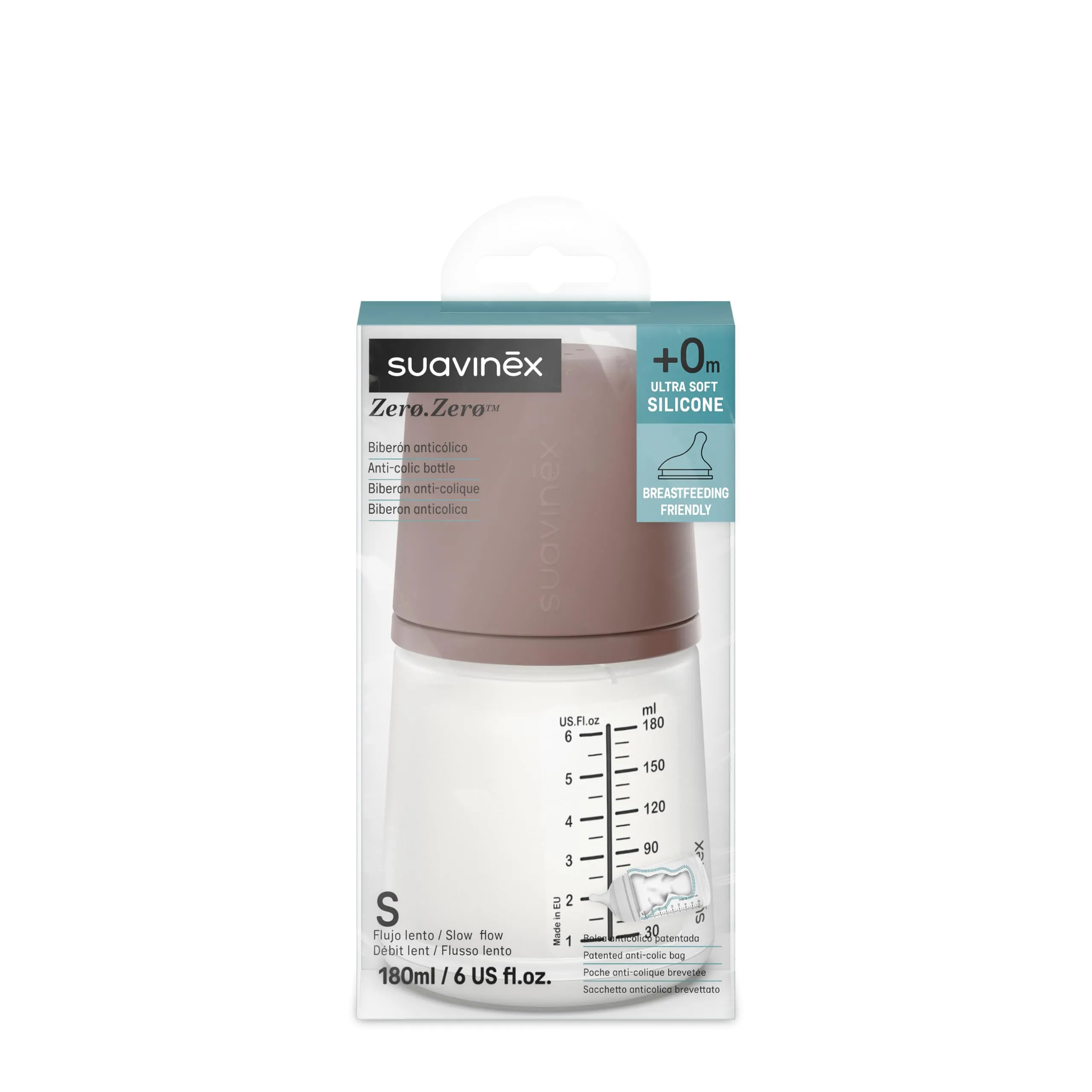 Suavinex Biberon Anti-Coliche Zero Zero, Deep, 180 ml (S) - immagine 2