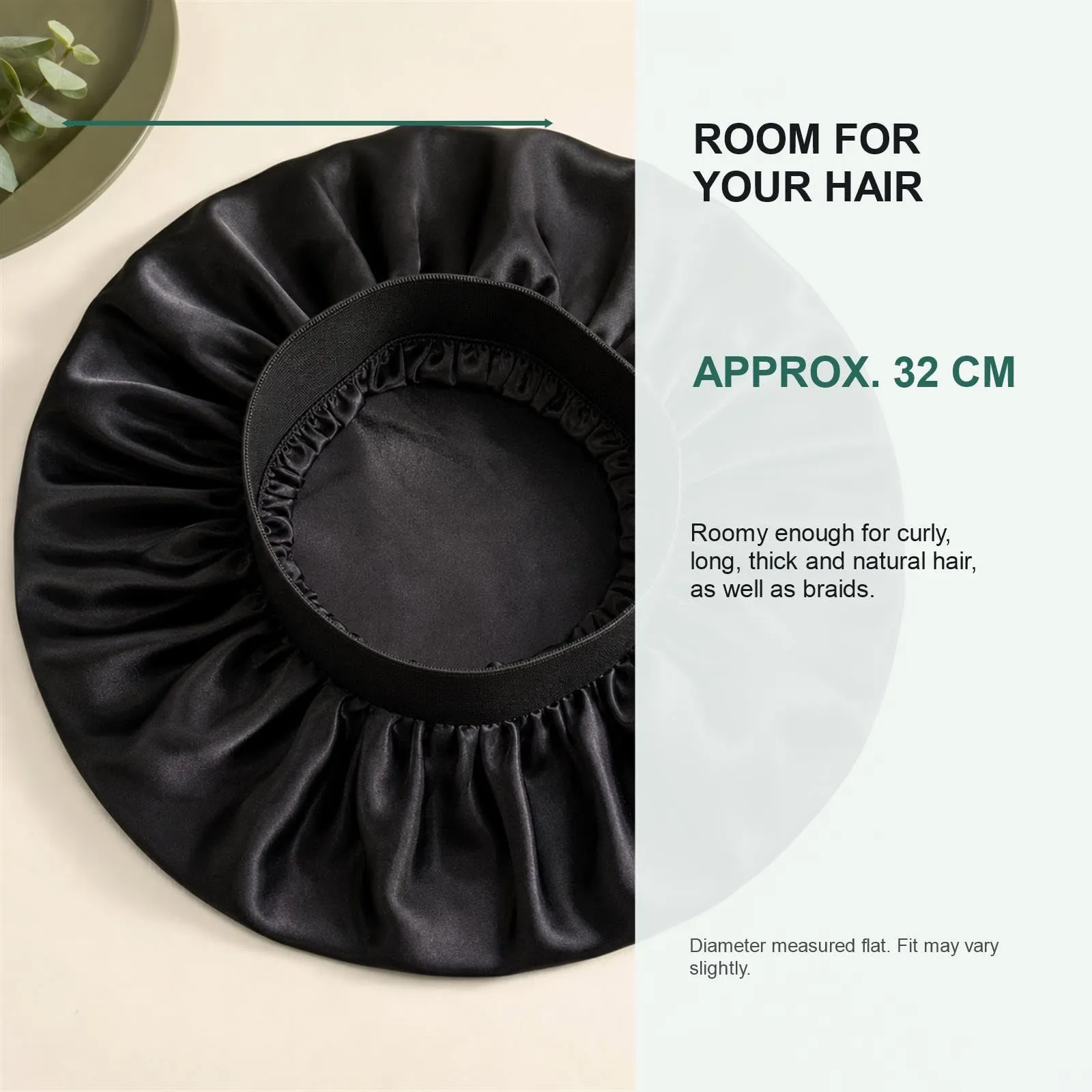 iLamvie Cuffia da Notte in Raso per Capelli Ricci, Nero - immagine 2