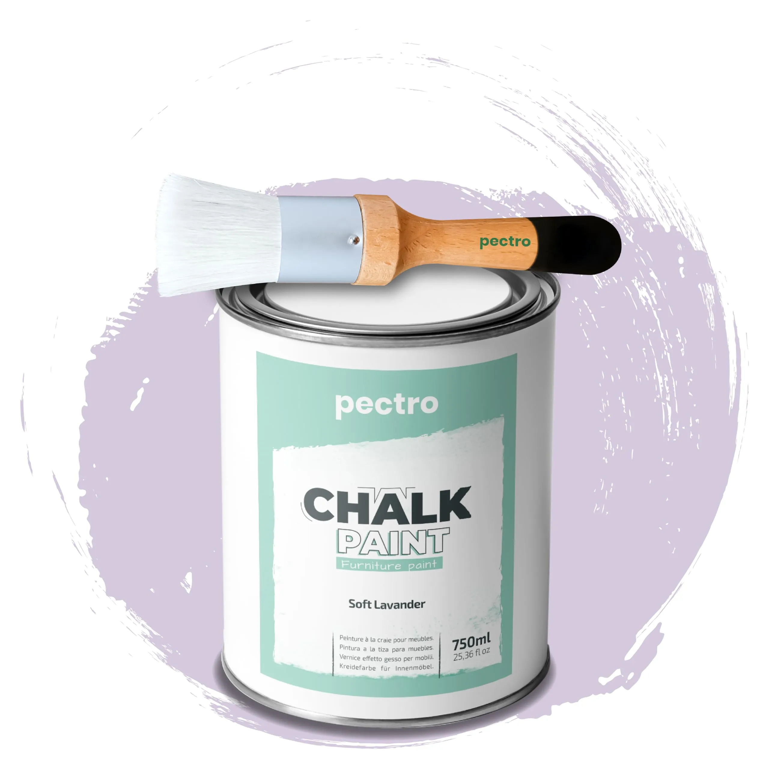 PECTRO Chalk Paint con Pennello, Vernice per Mobili, 750 ml, Lavanda Tenue - immagine 1
