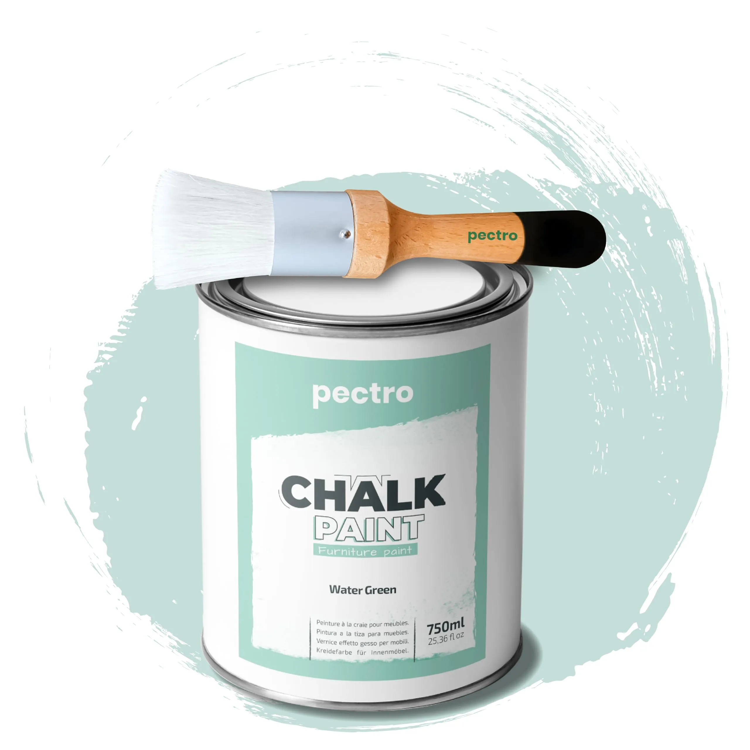 PECTRO Chalk Paint per Mobili con Pennello, Verde Acqua, 750 ml - immagine 1