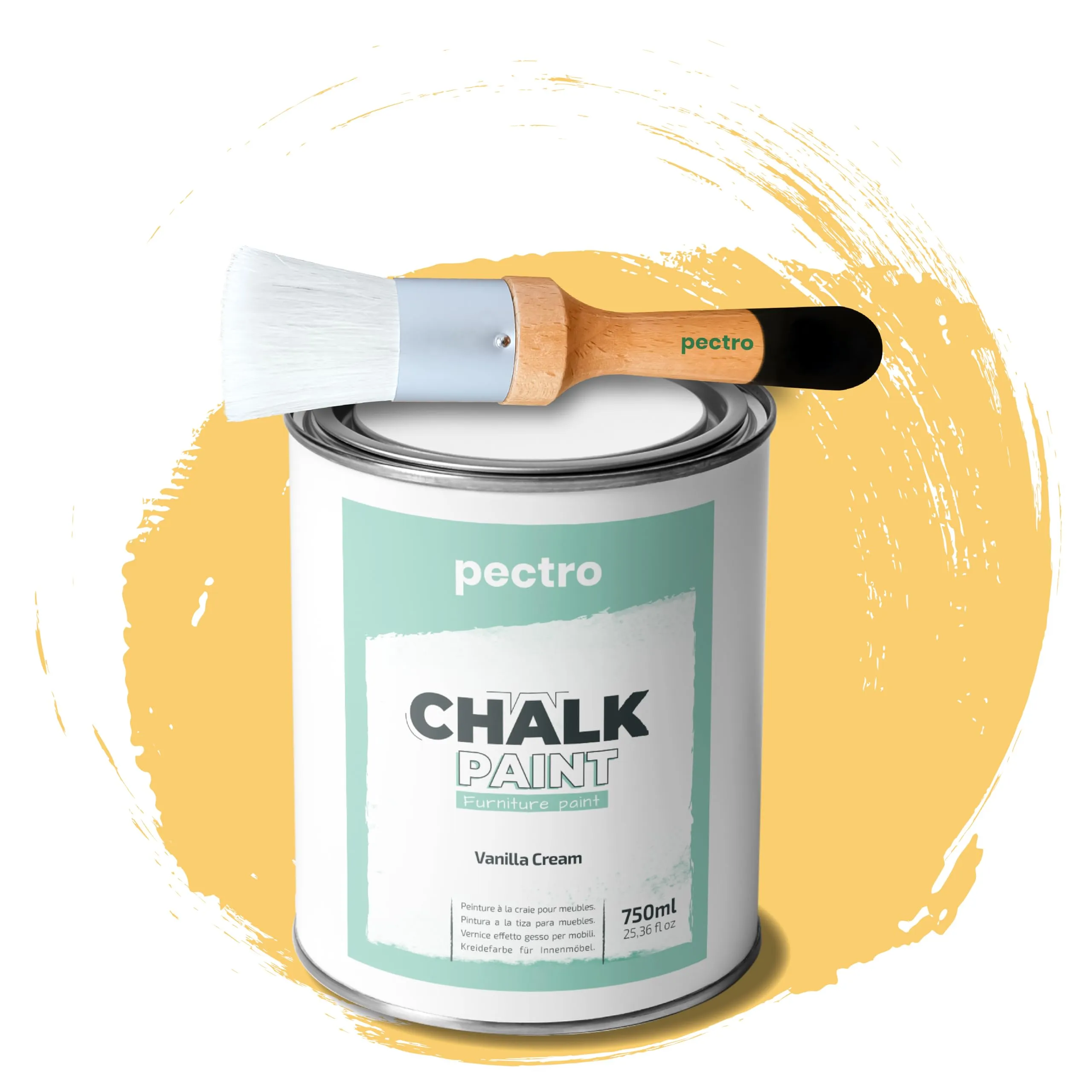 PECTRO Chalk Paint per Mobili, Crema Vaniglia, 750 ml con Pennello - immagine 1