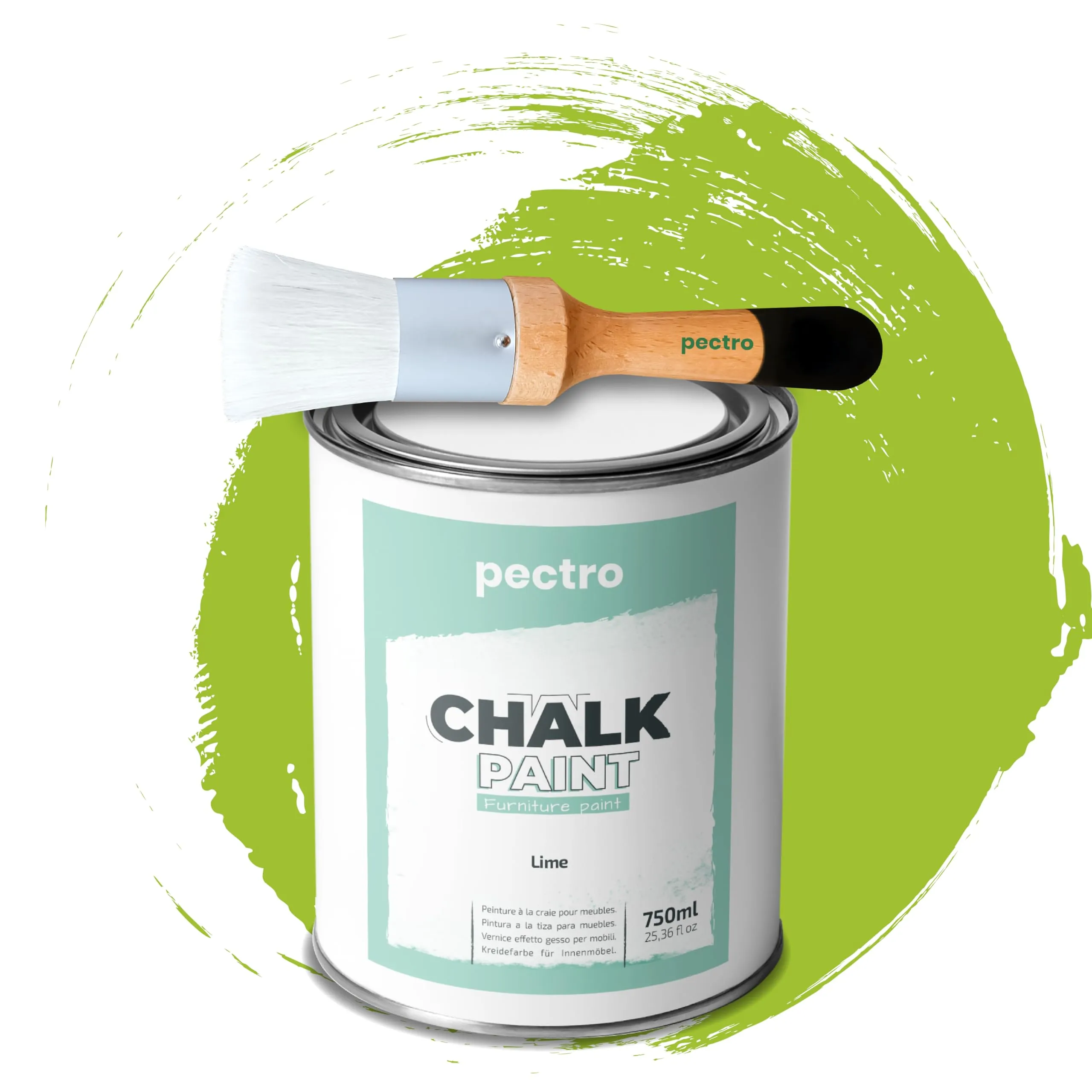 PECTRO Chalk Paint per Mobili con Pennello, 750 ml, Lime - immagine 1