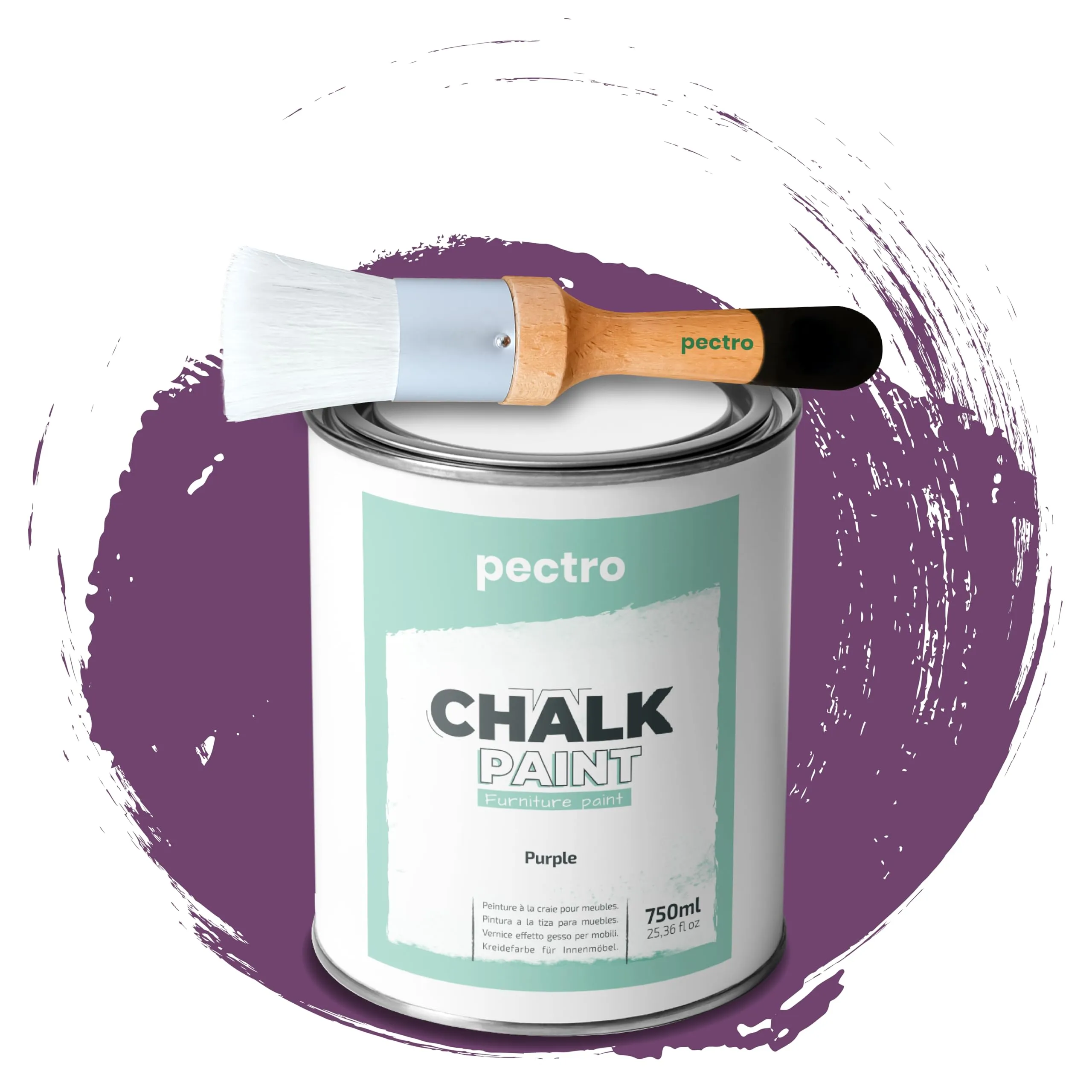 PECTRO Chalk Paint per Mobili, 750 ml, Porpora con Pennello - immagine 1