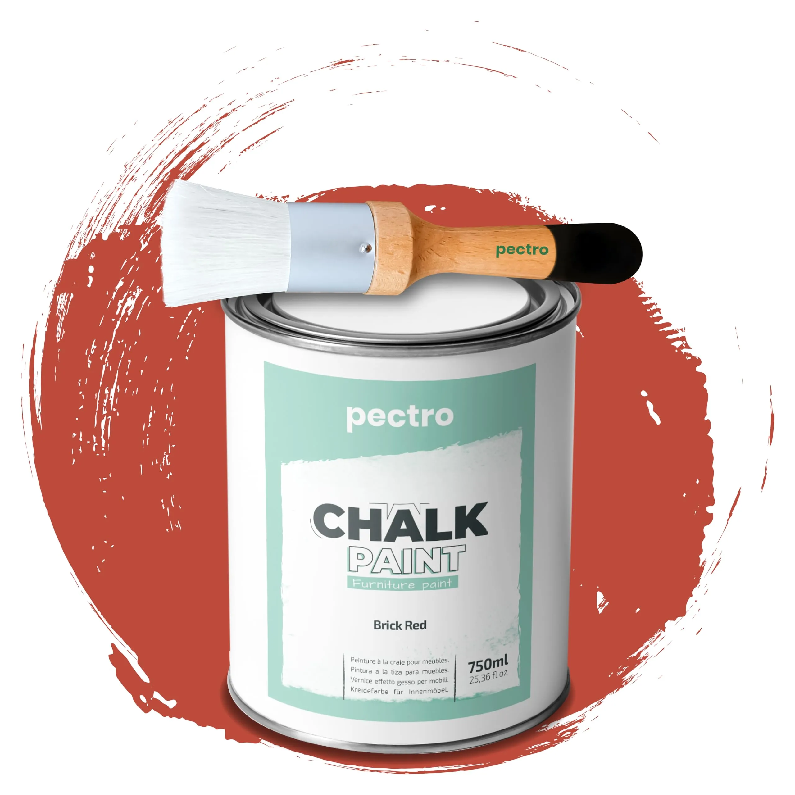PECTRO Chalk Paint per Mobili, Rosso Mattone, 750 ml con Pennello - immagine 1