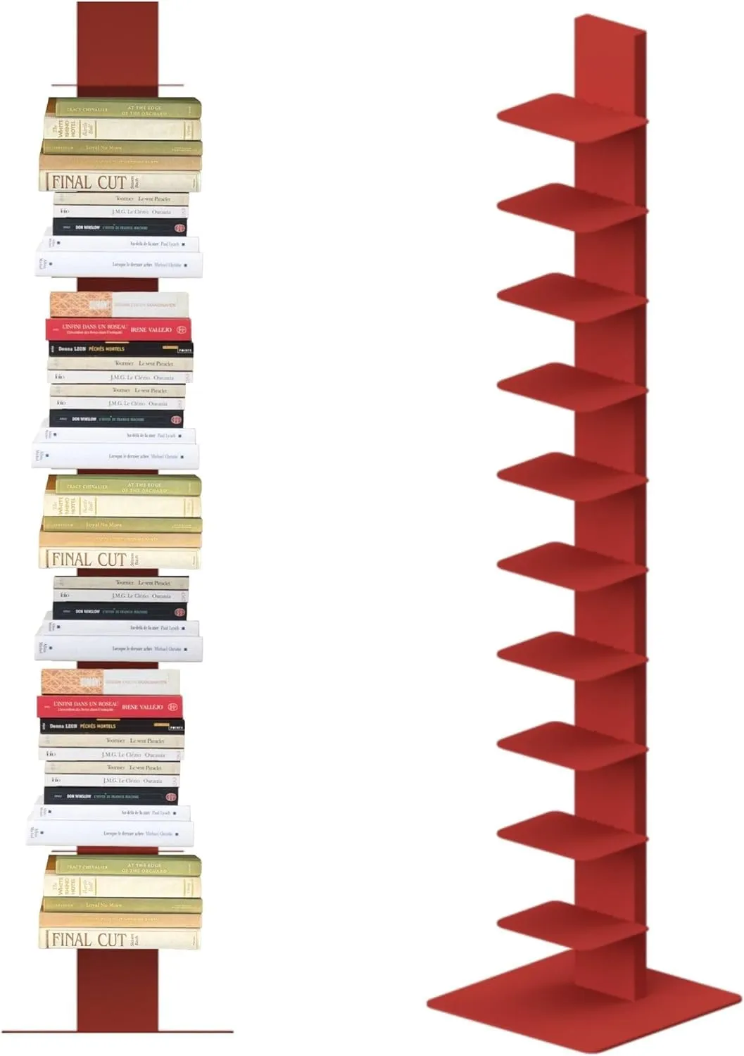 Flo.mar Libreria a Colonna Verticale con 10 Ripiani, 153 cm - Rosso - immagine 9