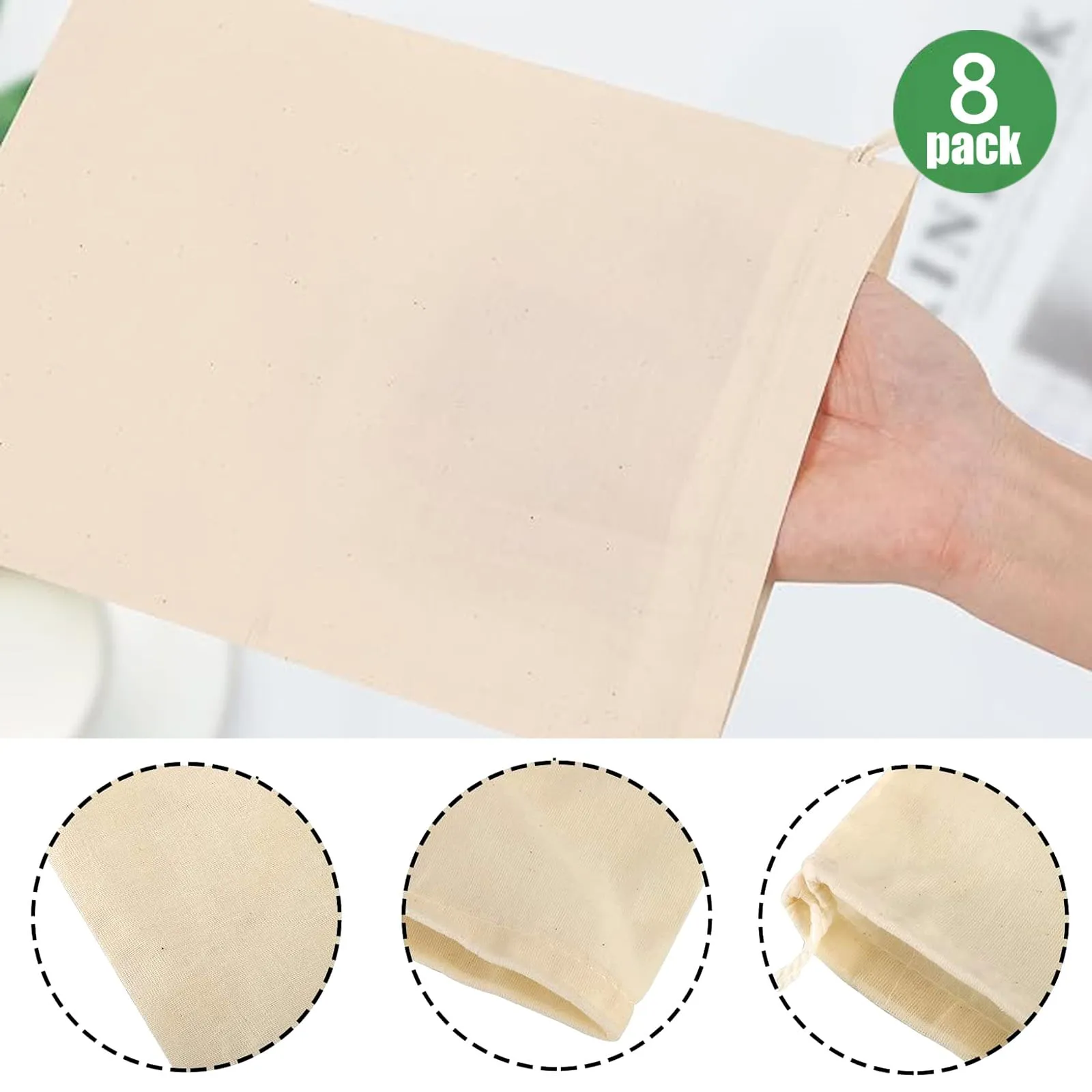 Leylve 8 Sacchetti di Cotone con Coulisse, 25x30 cm - immagine 3