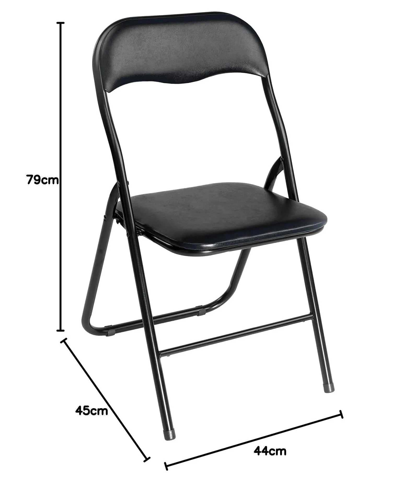 AVANTI TRENDSTORE Procida - Sedia pieghevole in tubolare d'acciaio nero con sedile e schienale imbottiti, 44x79x45 cm - immagine 2
