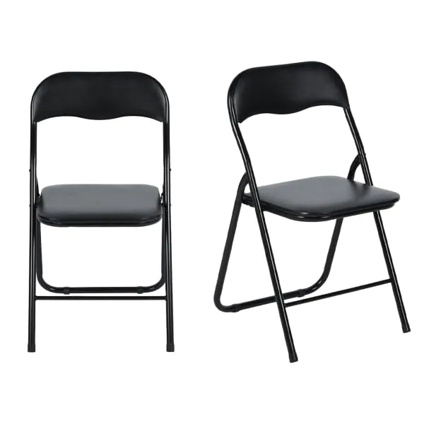 AVANTI TRENDSTORE Procida - Sedia pieghevole in tubolare d'acciaio nero con sedile e schienale imbottiti, 44x79x45 cm - immagine 3