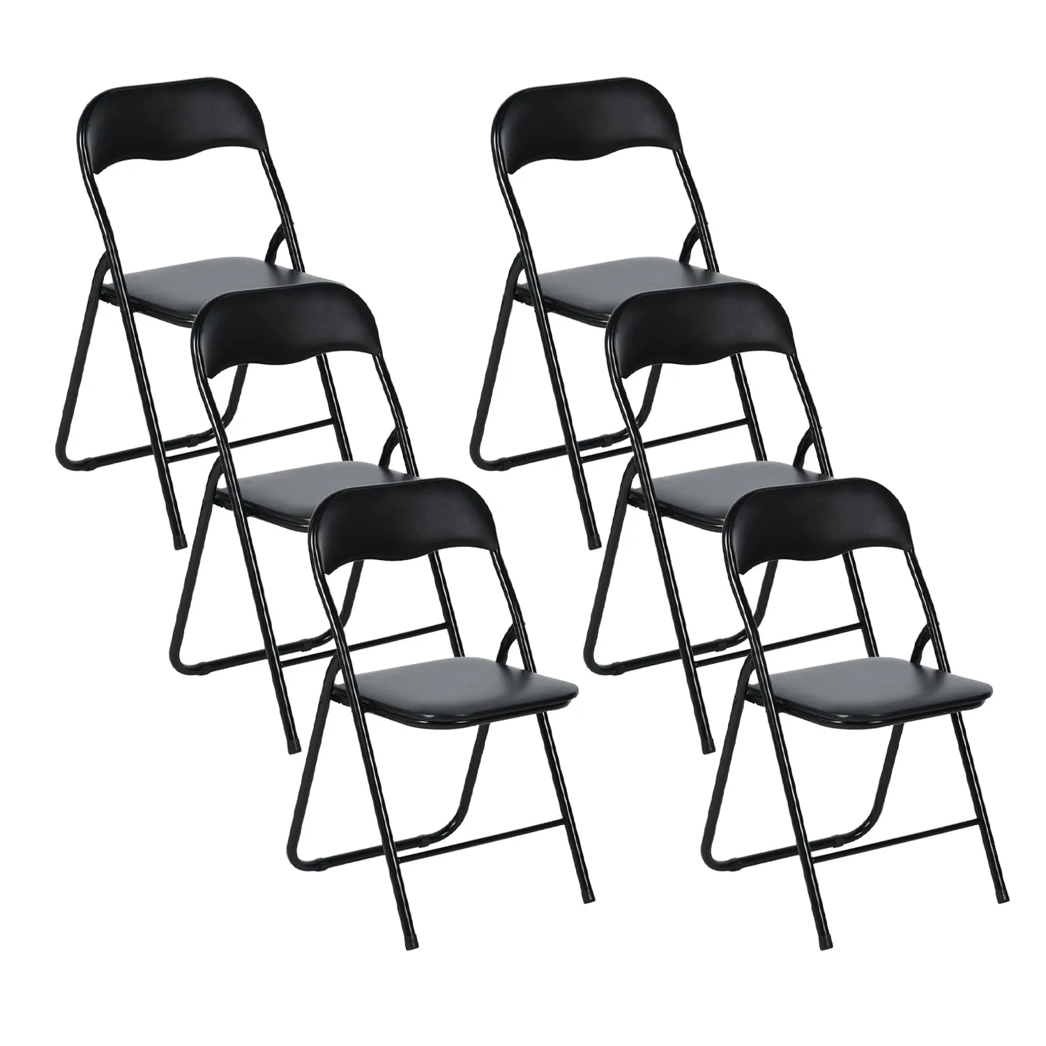 AVANTI TRENDSTORE Procida - Sedia pieghevole in tubolare d'acciaio nero con sedile e schienale imbottiti, 44x79x45 cm - immagine 4