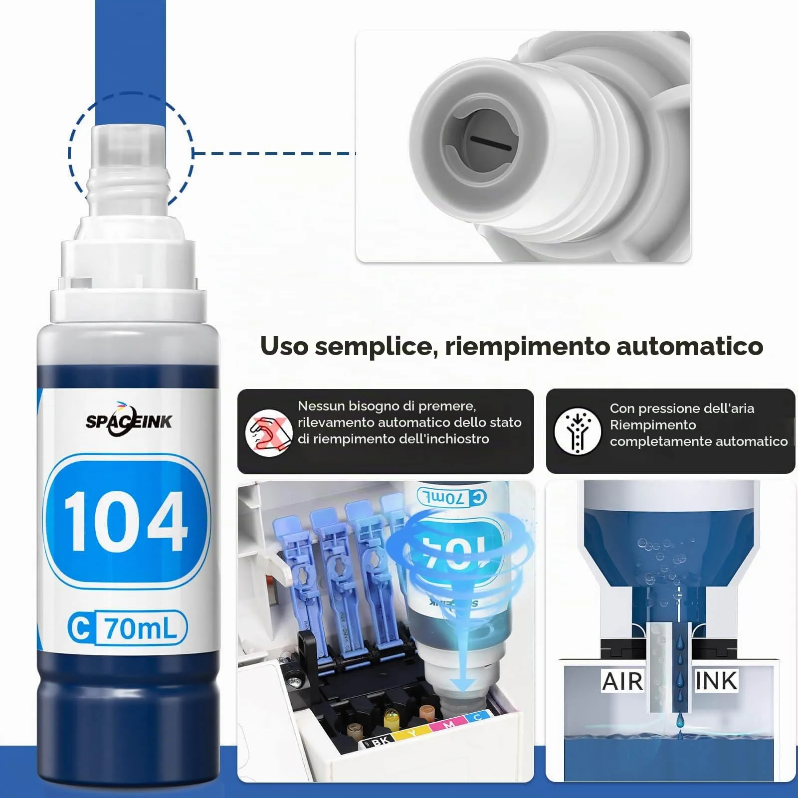 Spaceink Inchiostro 104 Multipack per Epson ET-2820 ET-4800 ET-2870 ET-2810 ET-2862 ET-2826 ET-2856 ET-4810 ET-2811 ET-2812 ET-2814 ET-2815 ET-2821 ET-2710 - immagine 6