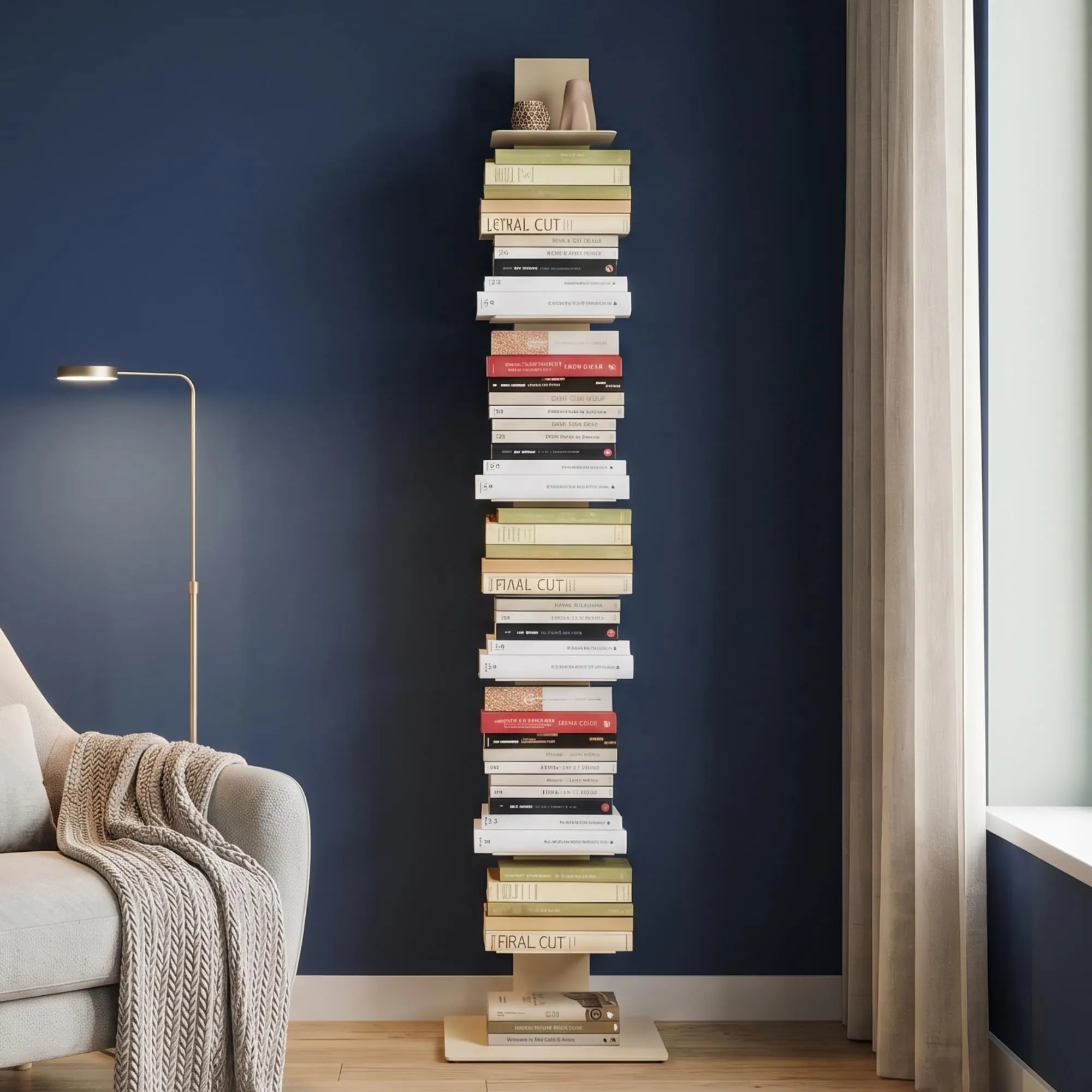 Flo.mar Libreria a Colonna Verticale con 14 Ripiani, 153 cm, Tortora - immagine 1