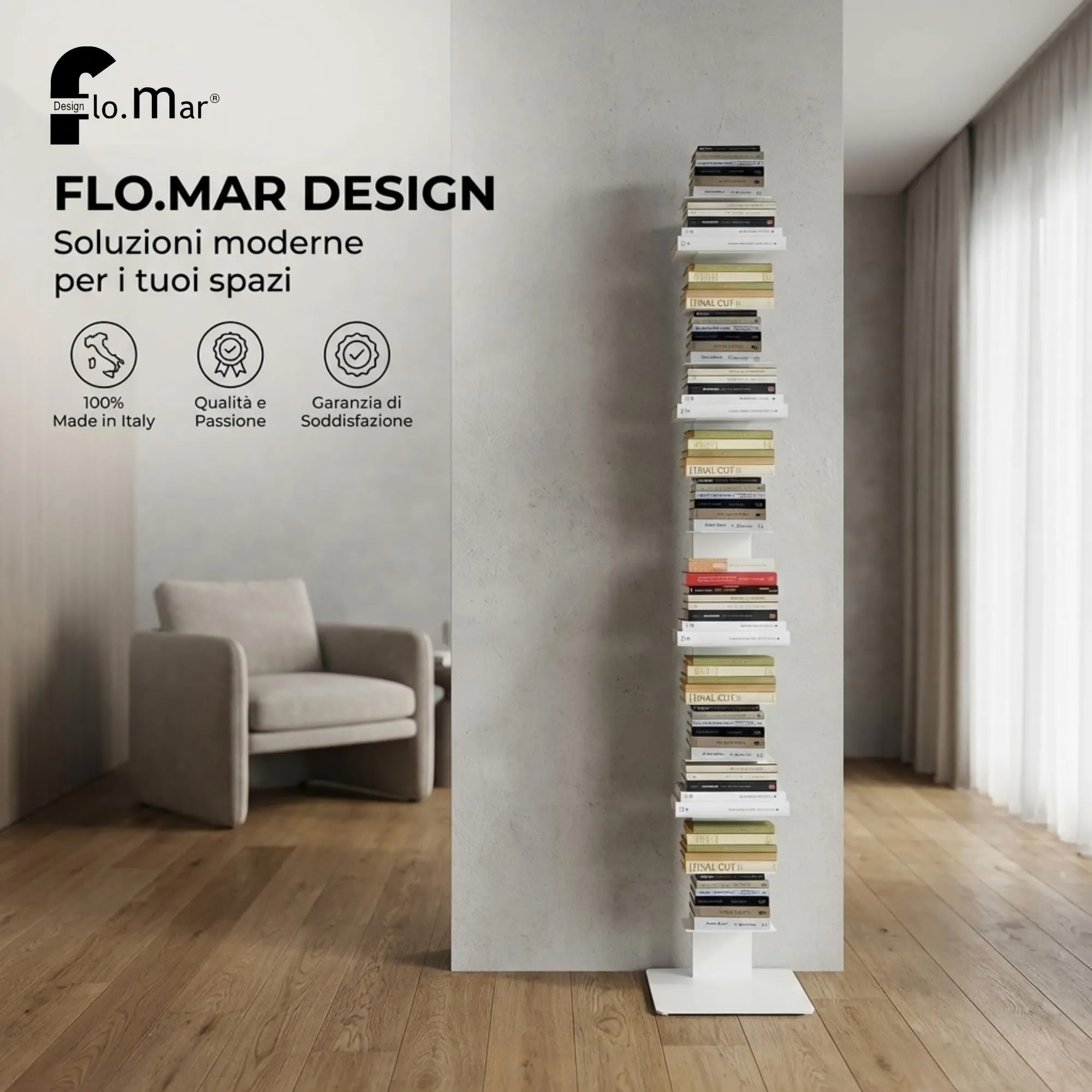 Flo.mar Libreria a Colonna con 14 Ripiani, 214 cm, Rosso - immagine 8
