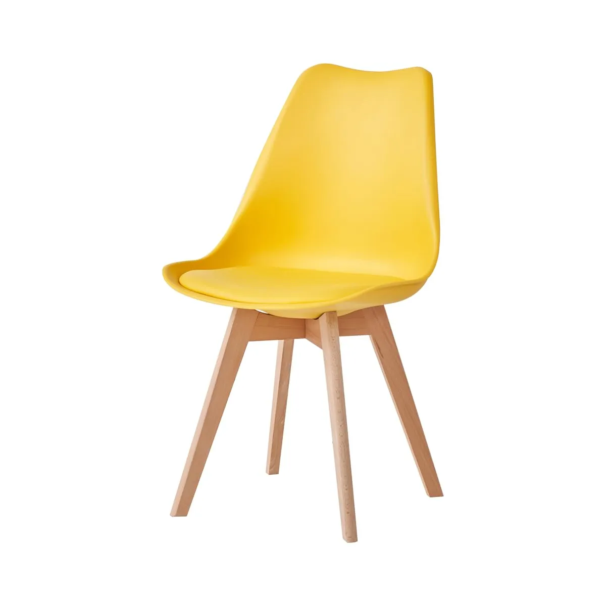 JZGORC Set di 4 Sedie da Pranzo Moderne con Cuscini Imbottiti e Gambe in Legno di Faggio, Giallo - immagine 8