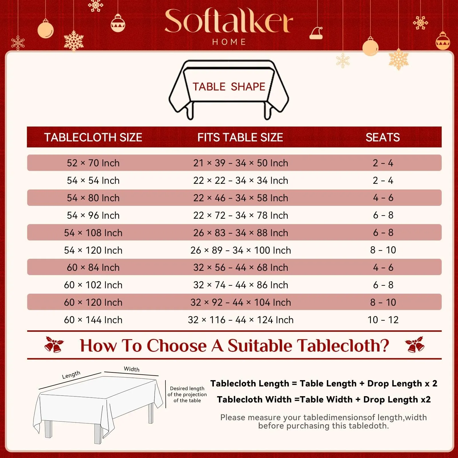 Softalker Tovaglia Natalizia in Lino e Cotone, Motivo Scozzese Rosso, 152 x 213 cm - immagine 7