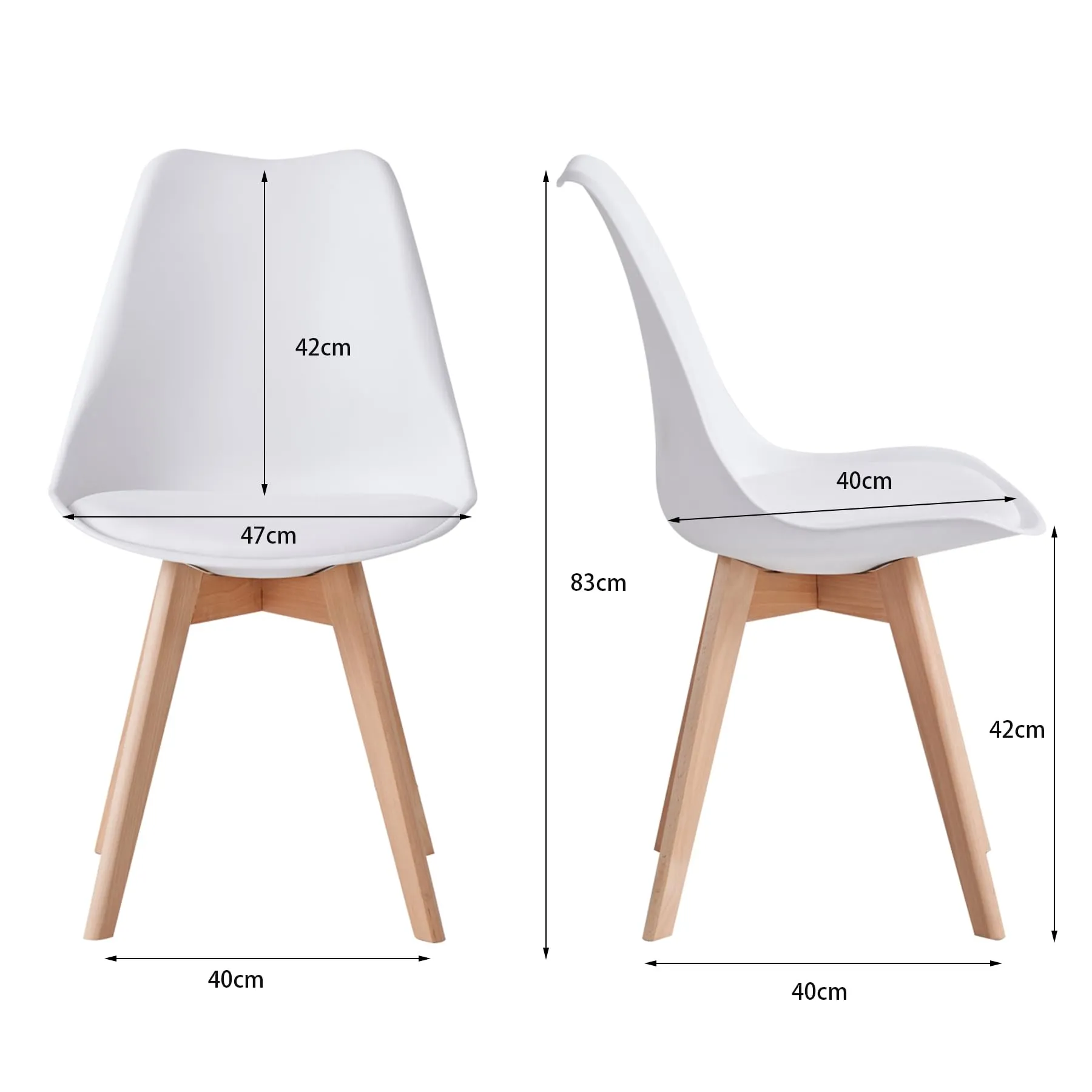 JZGORC Set di 6 Sedie da Pranzo e Cucina in Stile Nordico con Gambe in Faggio Massello - Bianco - immagine 5