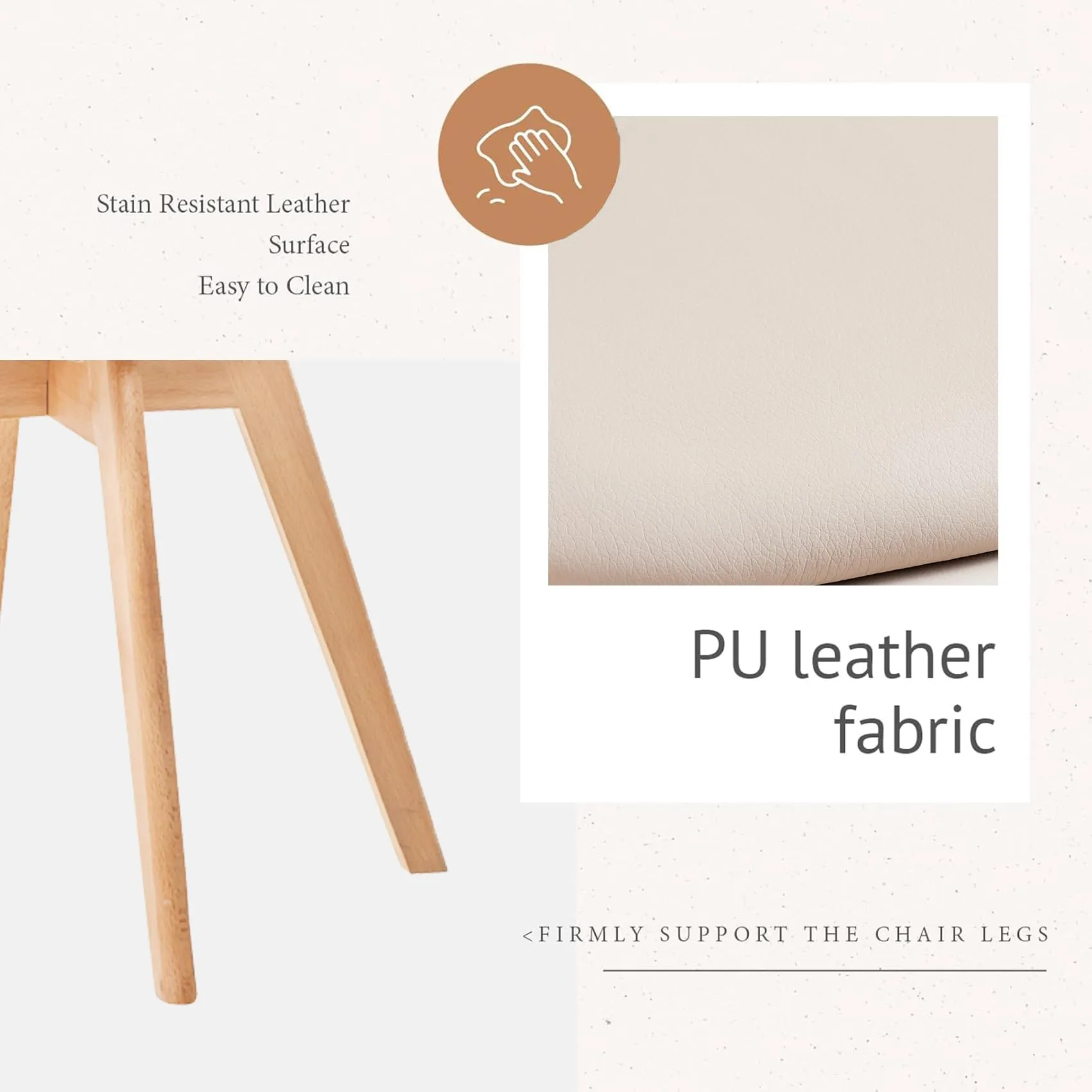 JZGORC Set di 4 Sedie da Pranzo Moderne con Cuscini Imbottiti e Gambe in Legno di Faggio - Cachi - immagine 6
