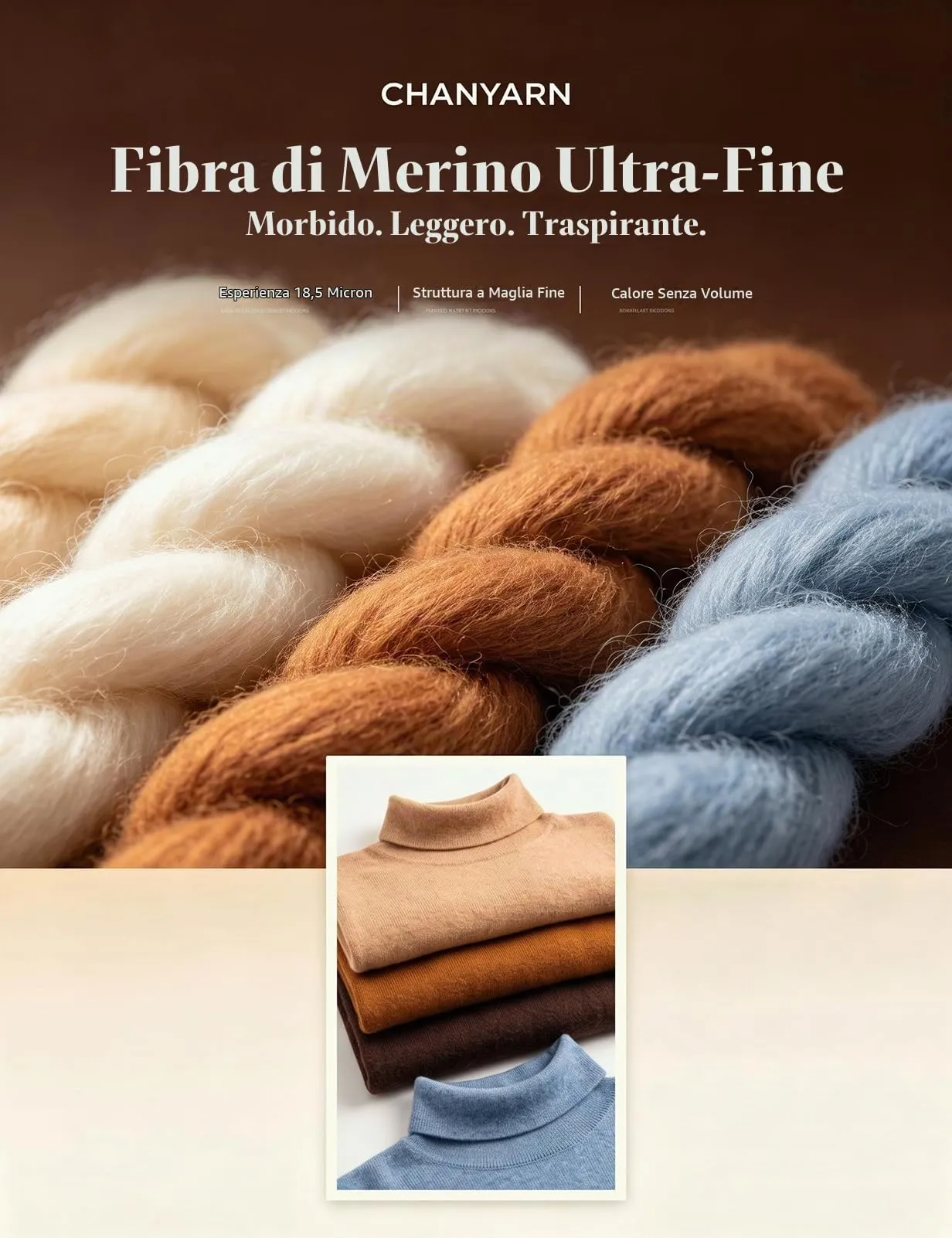 Chanyarn Maglione Donna in 100% Lana Merino Collo Alto Senza Cuciture (Beige, M) - immagine 5